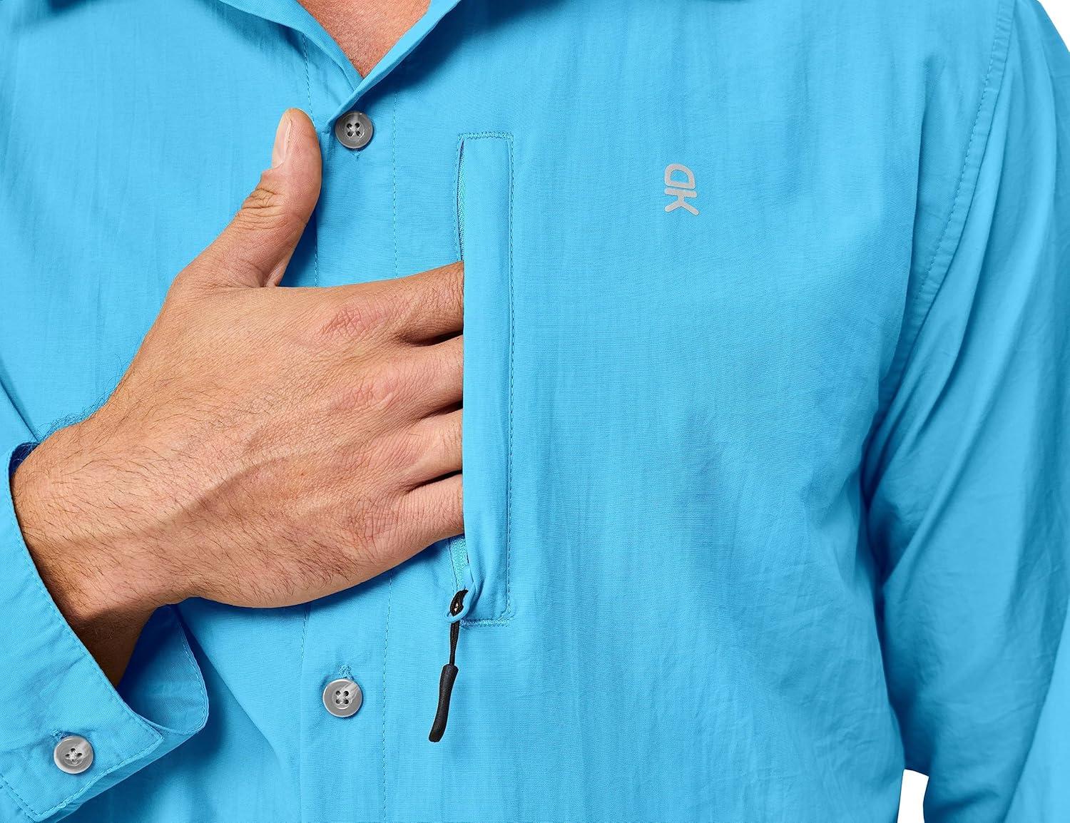 imageLittle Donkey Andy Mens Lightweight Quick Dry Shirts for Hiking Travel Fishing Long Sleeve UPF50 Cargo PocketsBlue
