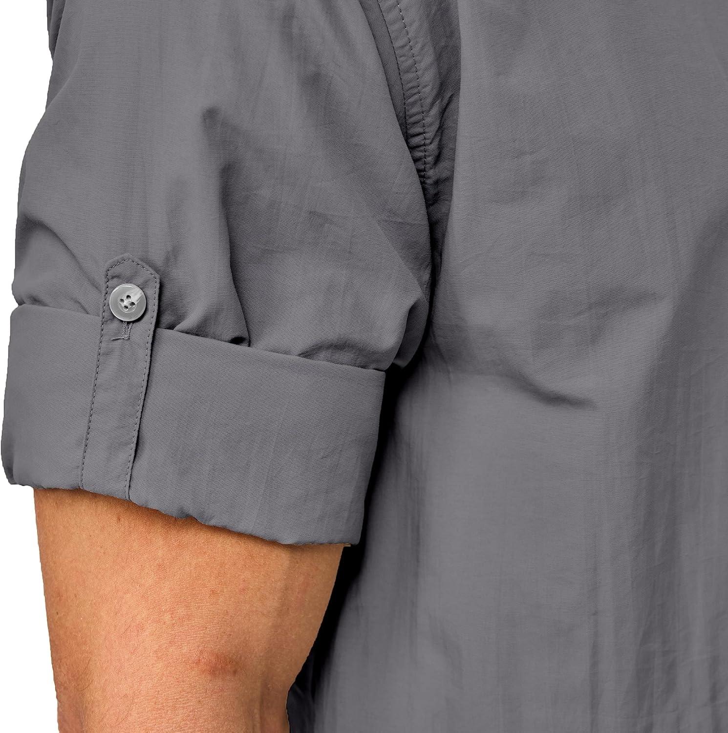 imageLittle Donkey Andy Mens Lightweight Quick Dry Shirts for Hiking Travel Fishing Long Sleeve UPF50 Cargo PocketsSteel Grey