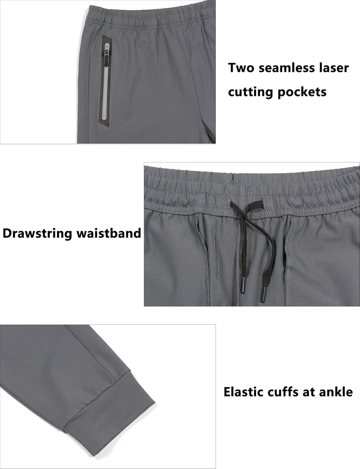 imageLittle Donkey Andy Mens Lightweight Tapered Joggers QuickDry Stretch Athletic Track Pants for Running Gym and Training2grey