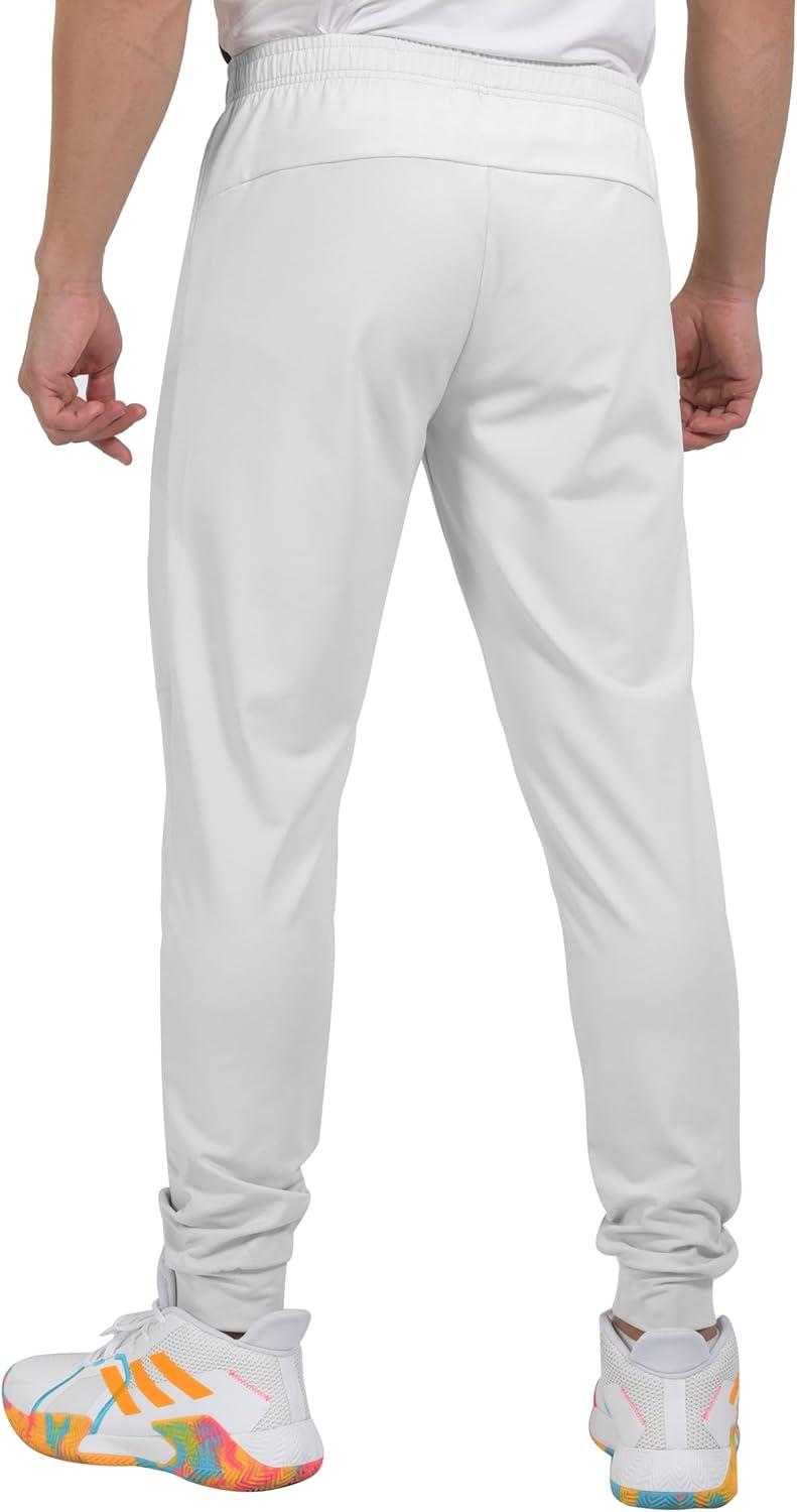 imageLittle Donkey Andy Mens Lightweight Tapered Joggers QuickDry Stretch Athletic Track Pants for Running Gym and Training4white
