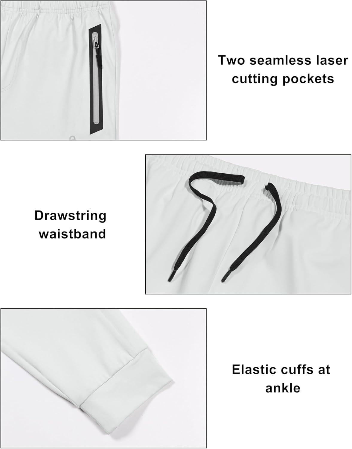 imageLittle Donkey Andy Mens Lightweight Tapered Joggers QuickDry Stretch Athletic Track Pants for Running Gym and Training4white