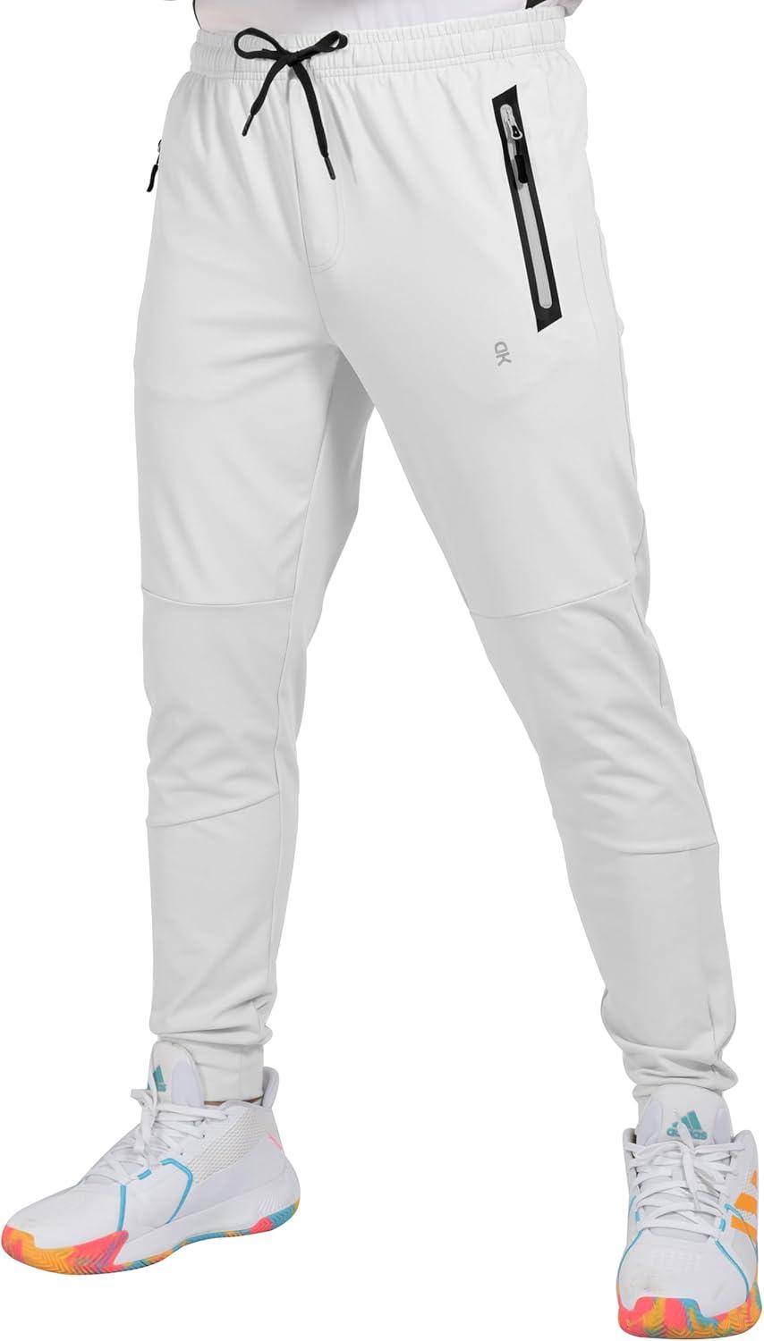 imageLittle Donkey Andy Mens Lightweight Tapered Joggers QuickDry Stretch Athletic Track Pants for Running Gym and Training4white