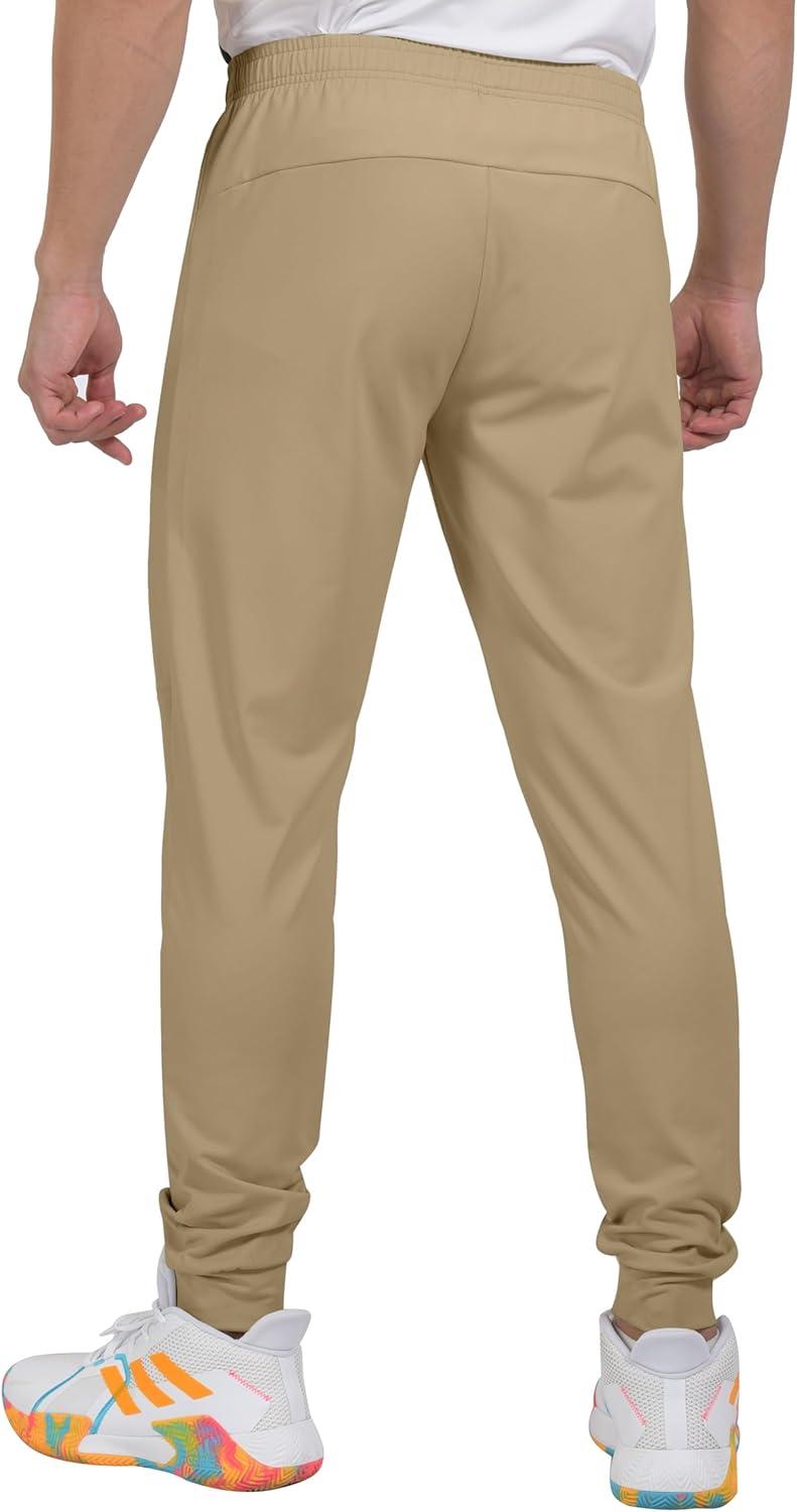imageLittle Donkey Andy Mens Lightweight Tapered Joggers QuickDry Stretch Athletic Track Pants for Running Gym and Training5khaki