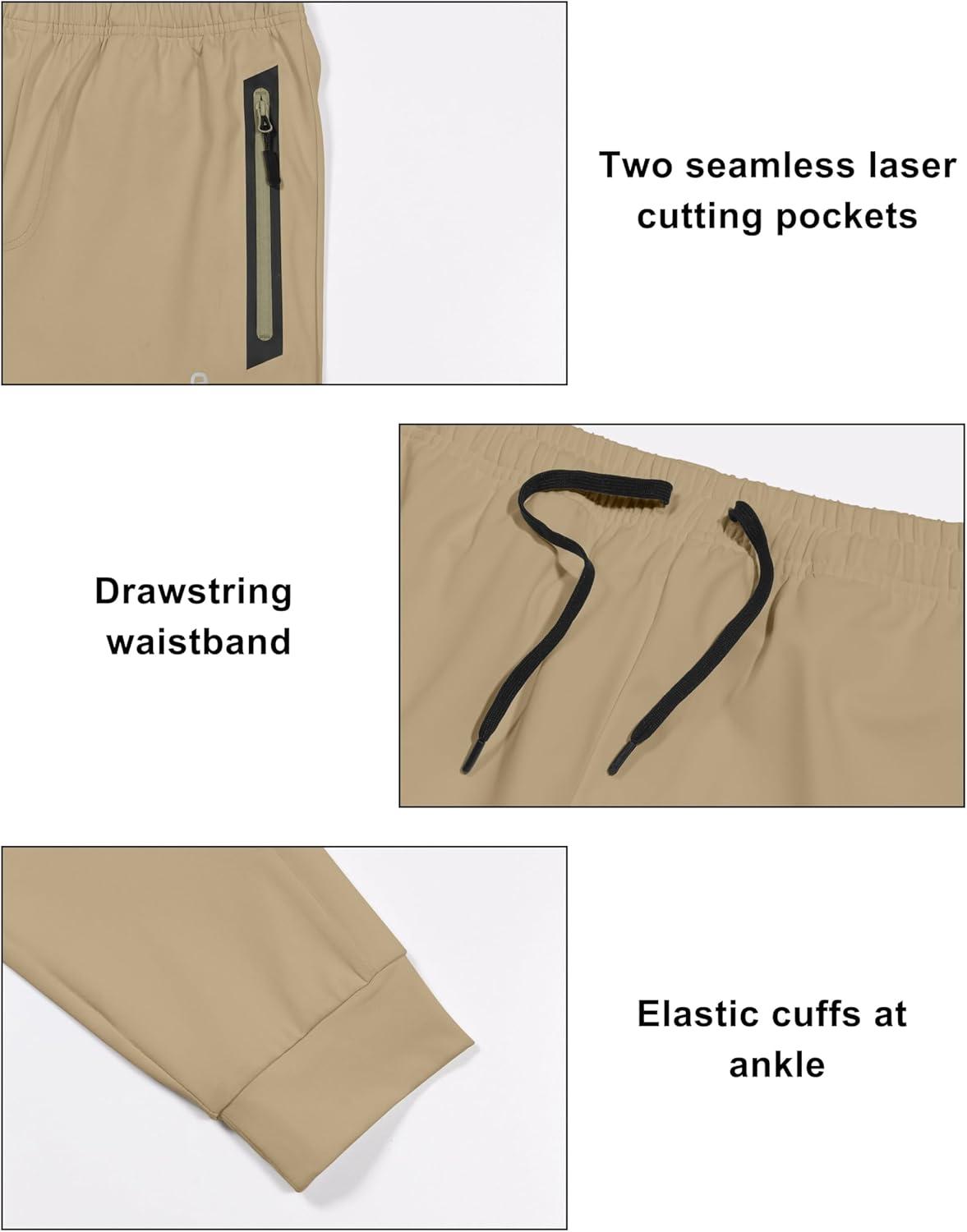imageLittle Donkey Andy Mens Lightweight Tapered Joggers QuickDry Stretch Athletic Track Pants for Running Gym and Training5khaki