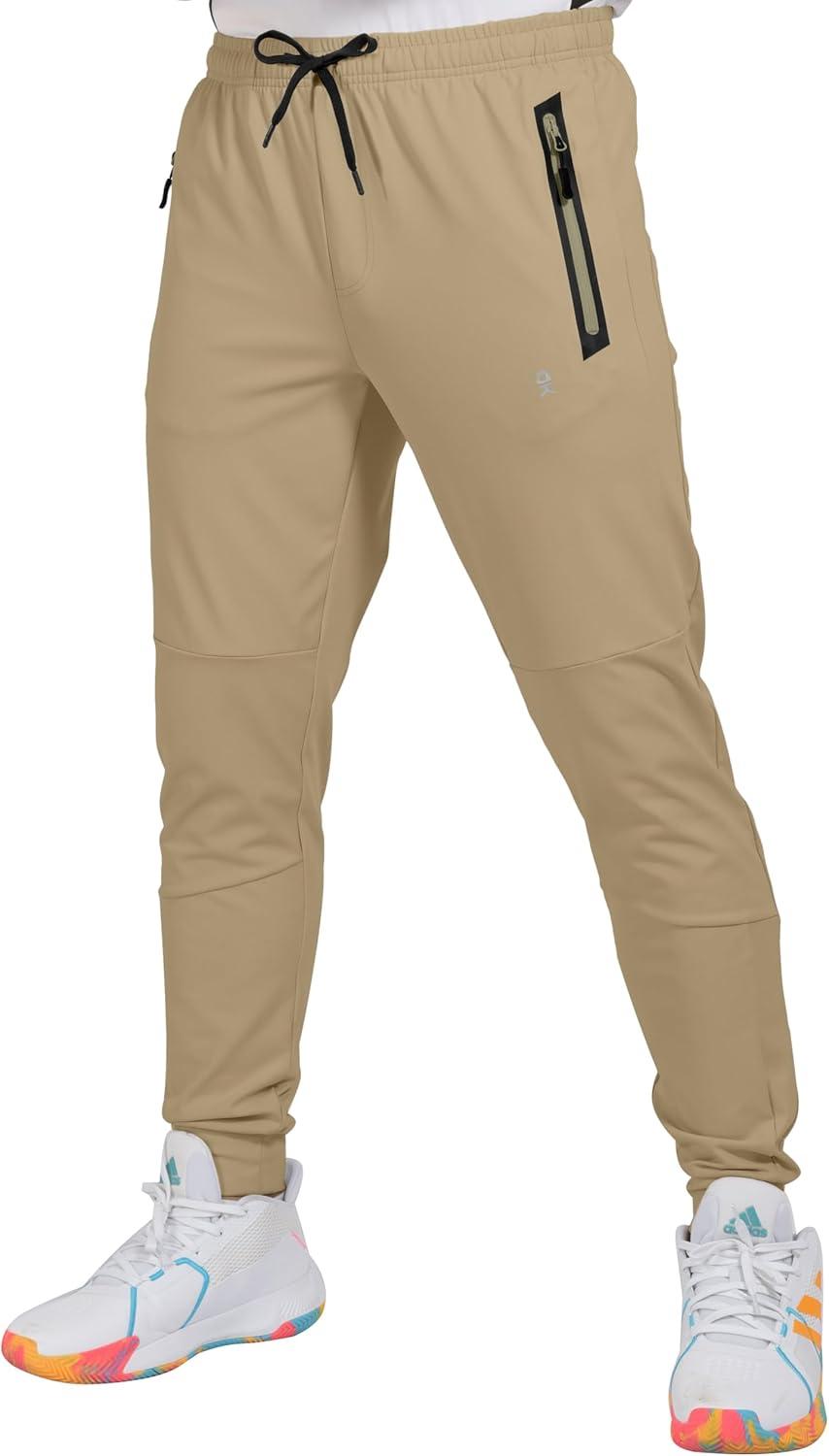 imageLittle Donkey Andy Mens Lightweight Tapered Joggers QuickDry Stretch Athletic Track Pants for Running Gym and Training5khaki