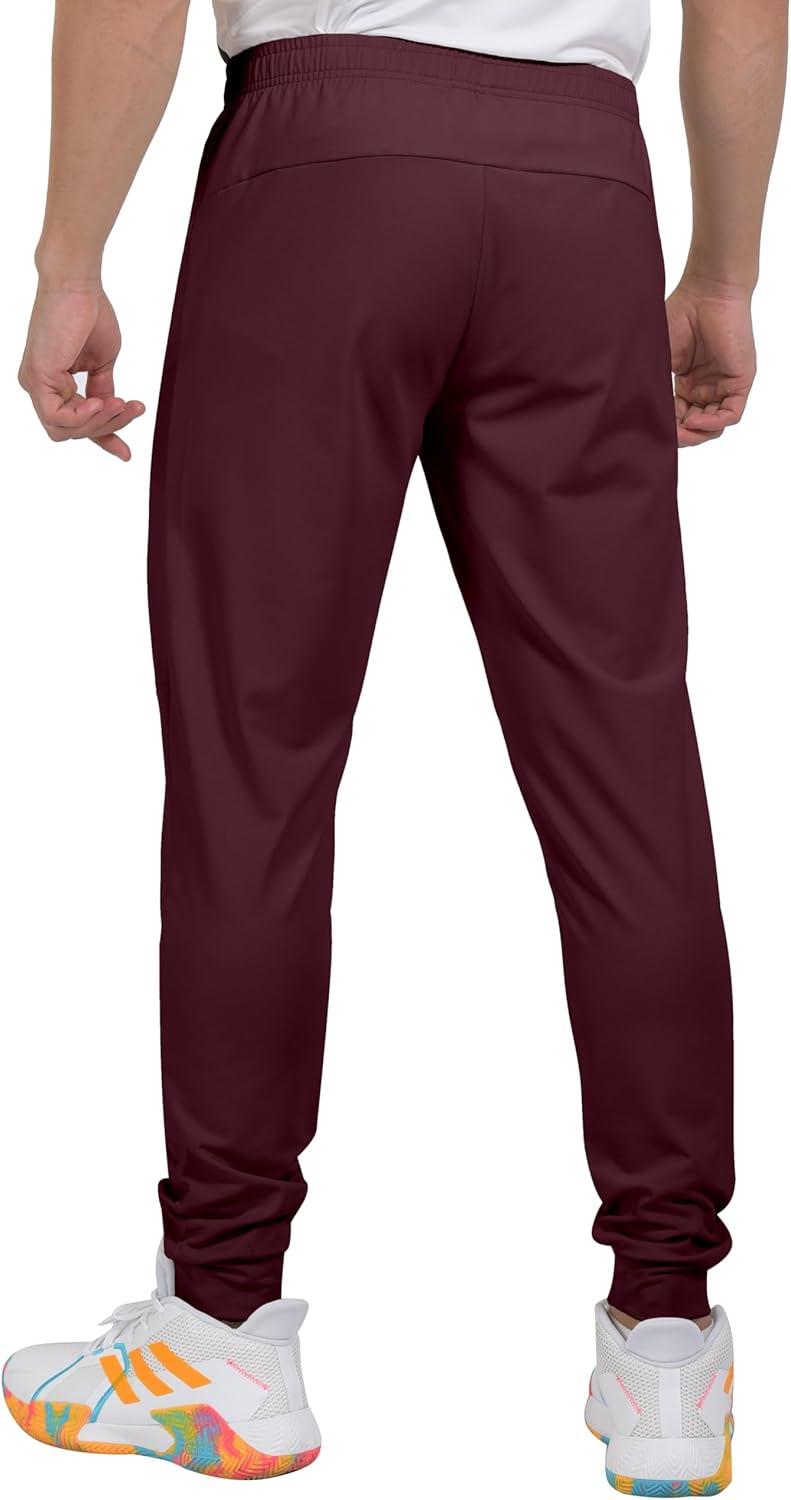imageLittle Donkey Andy Mens Lightweight Tapered Joggers QuickDry Stretch Athletic Track Pants for Running Gym and Training7dark Red