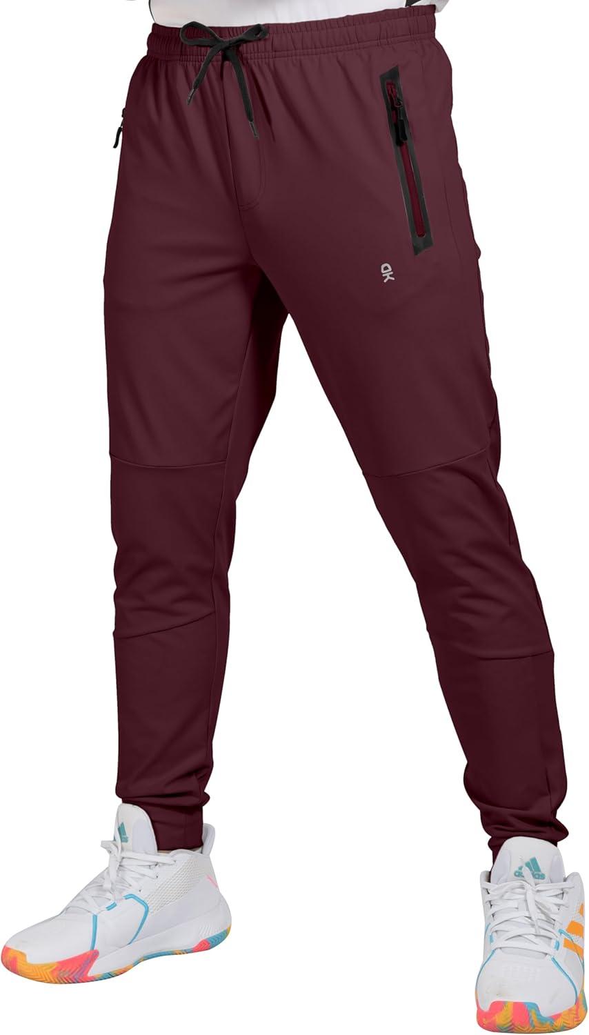 imageLittle Donkey Andy Mens Lightweight Tapered Joggers QuickDry Stretch Athletic Track Pants for Running Gym and Training7dark Red