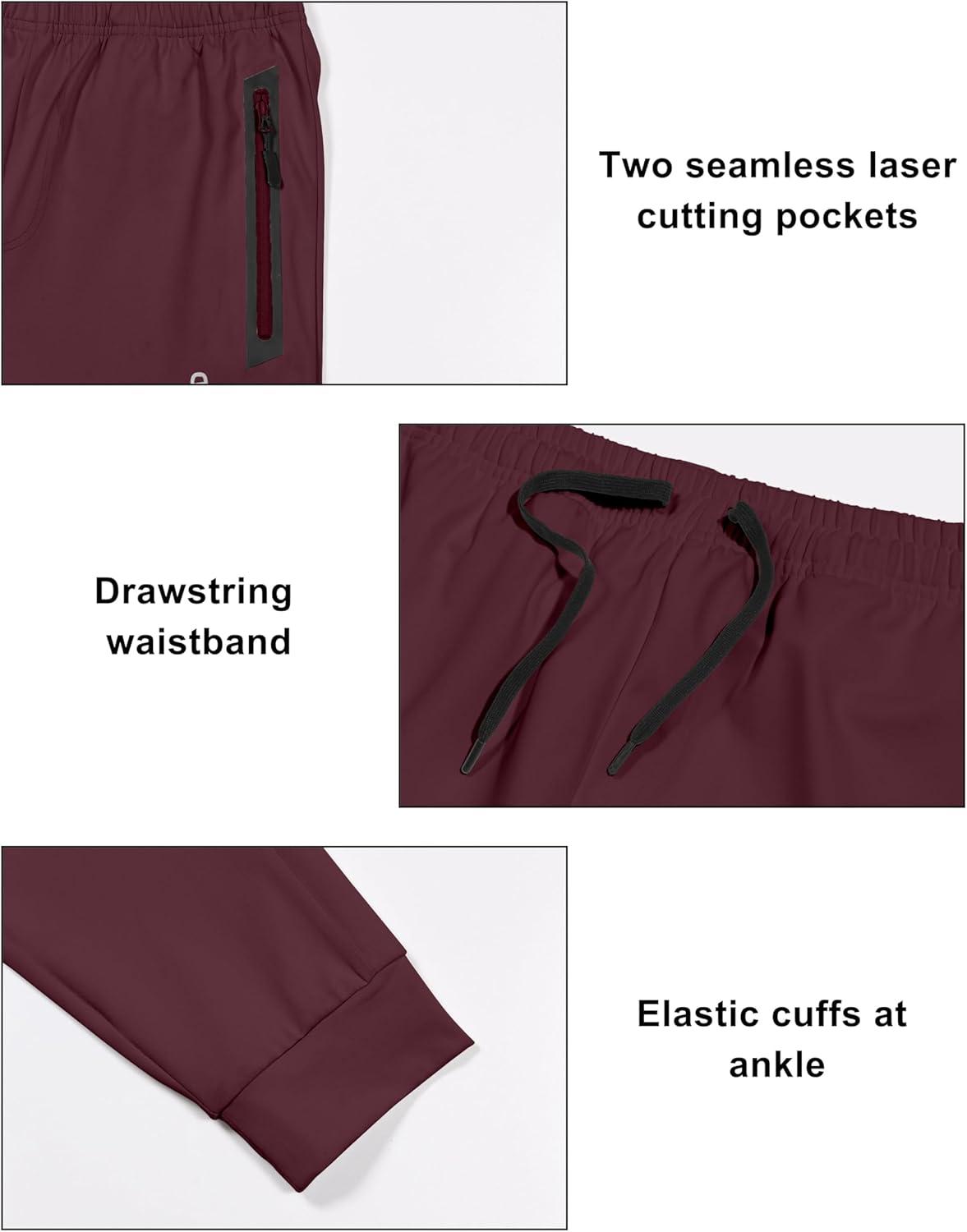imageLittle Donkey Andy Mens Lightweight Tapered Joggers QuickDry Stretch Athletic Track Pants for Running Gym and Training7dark Red