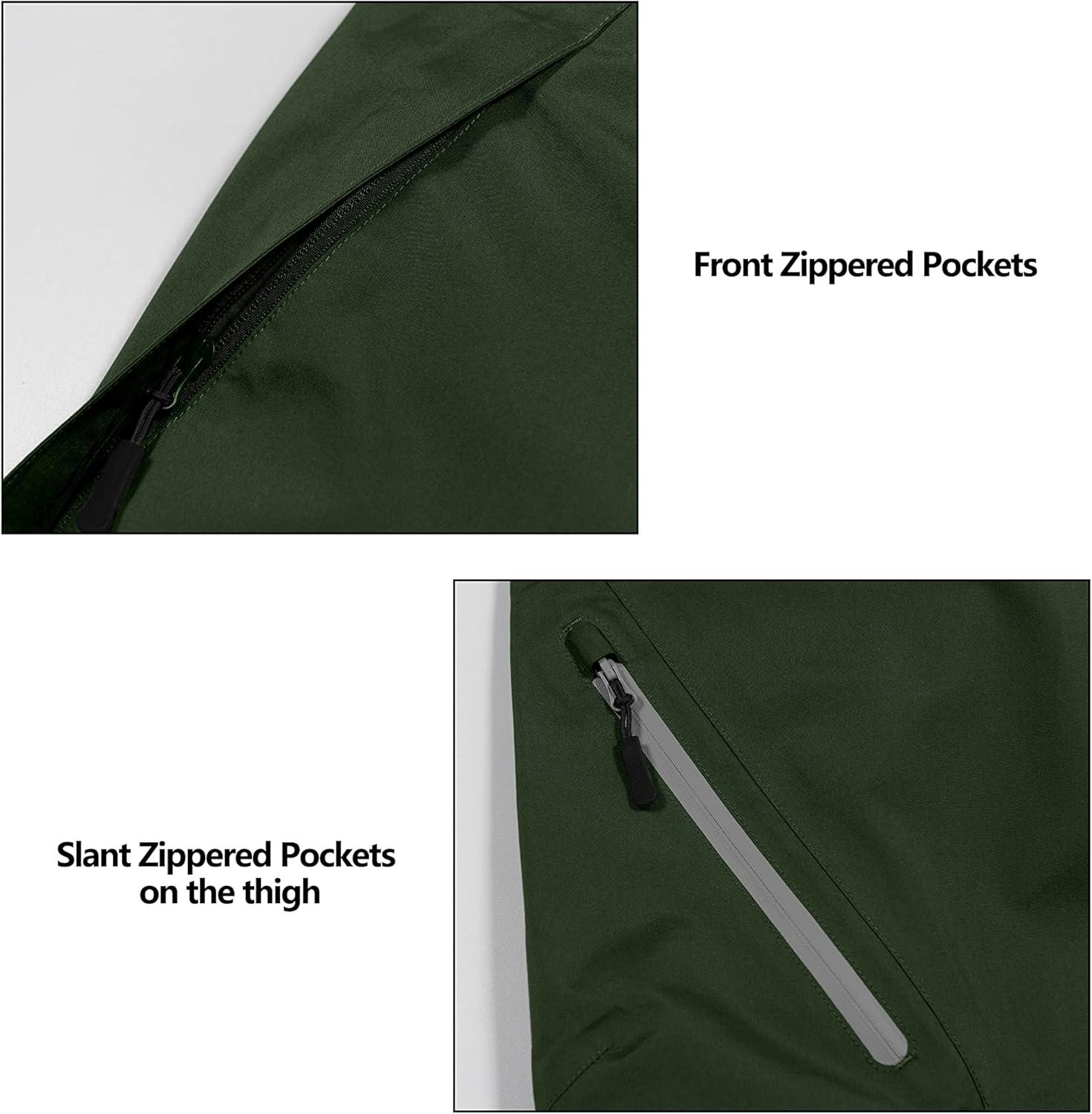 imageLittle Donkey Andy Mens Lightweight Waterproof Rain Pants Breathable Hiking Pant for Outdoor FishingB3 Deep Green