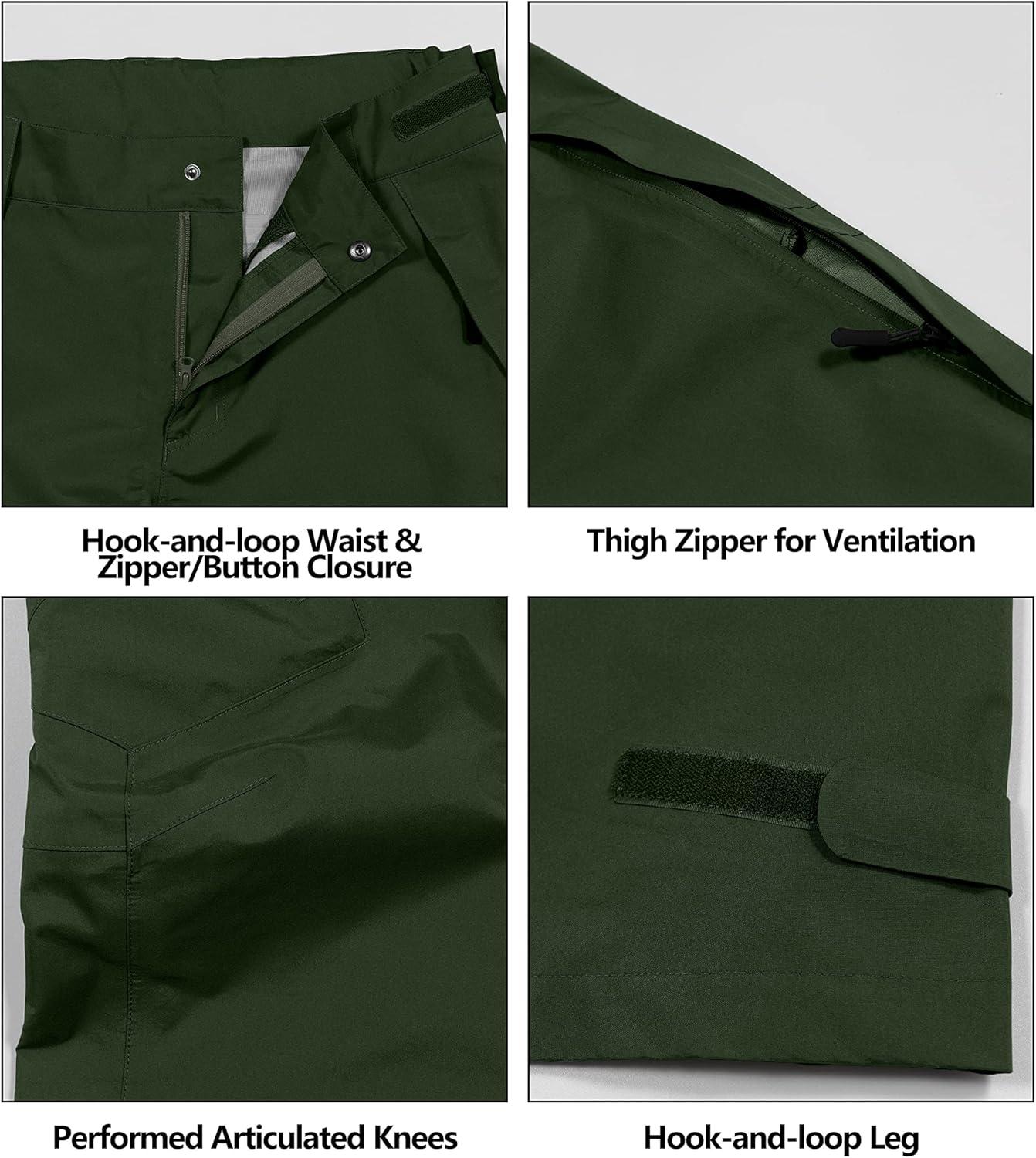 imageLittle Donkey Andy Mens Lightweight Waterproof Rain Pants Breathable Hiking Pant for Outdoor FishingB3 Deep Green