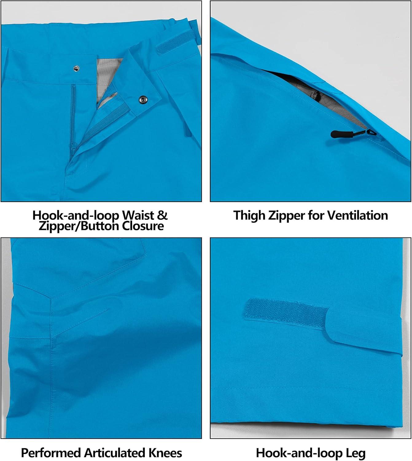 imageLittle Donkey Andy Mens Lightweight Waterproof Rain Pants Breathable Hiking Pant for Outdoor FishingB5 Bright Blue