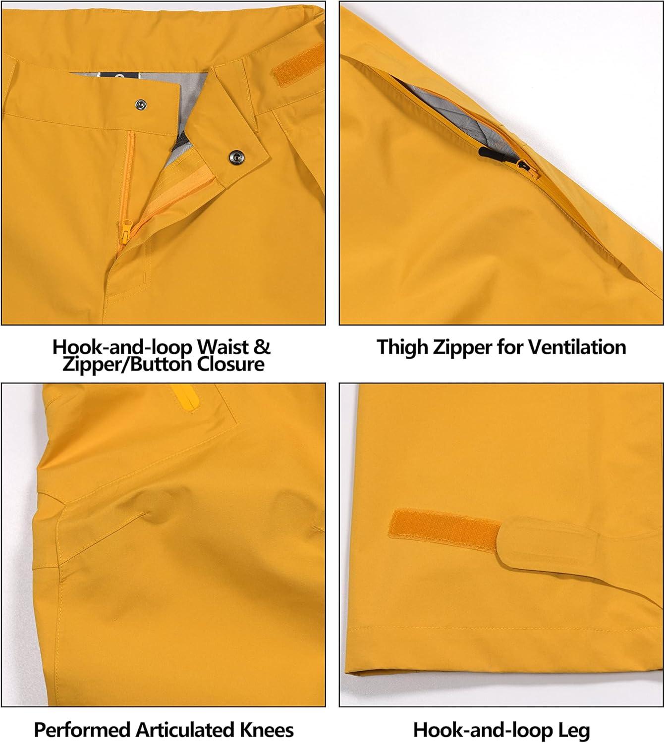 imageLittle Donkey Andy Mens Lightweight Waterproof Rain Pants Breathable Hiking Pant for Outdoor FishingB7 Ceylon Yellow