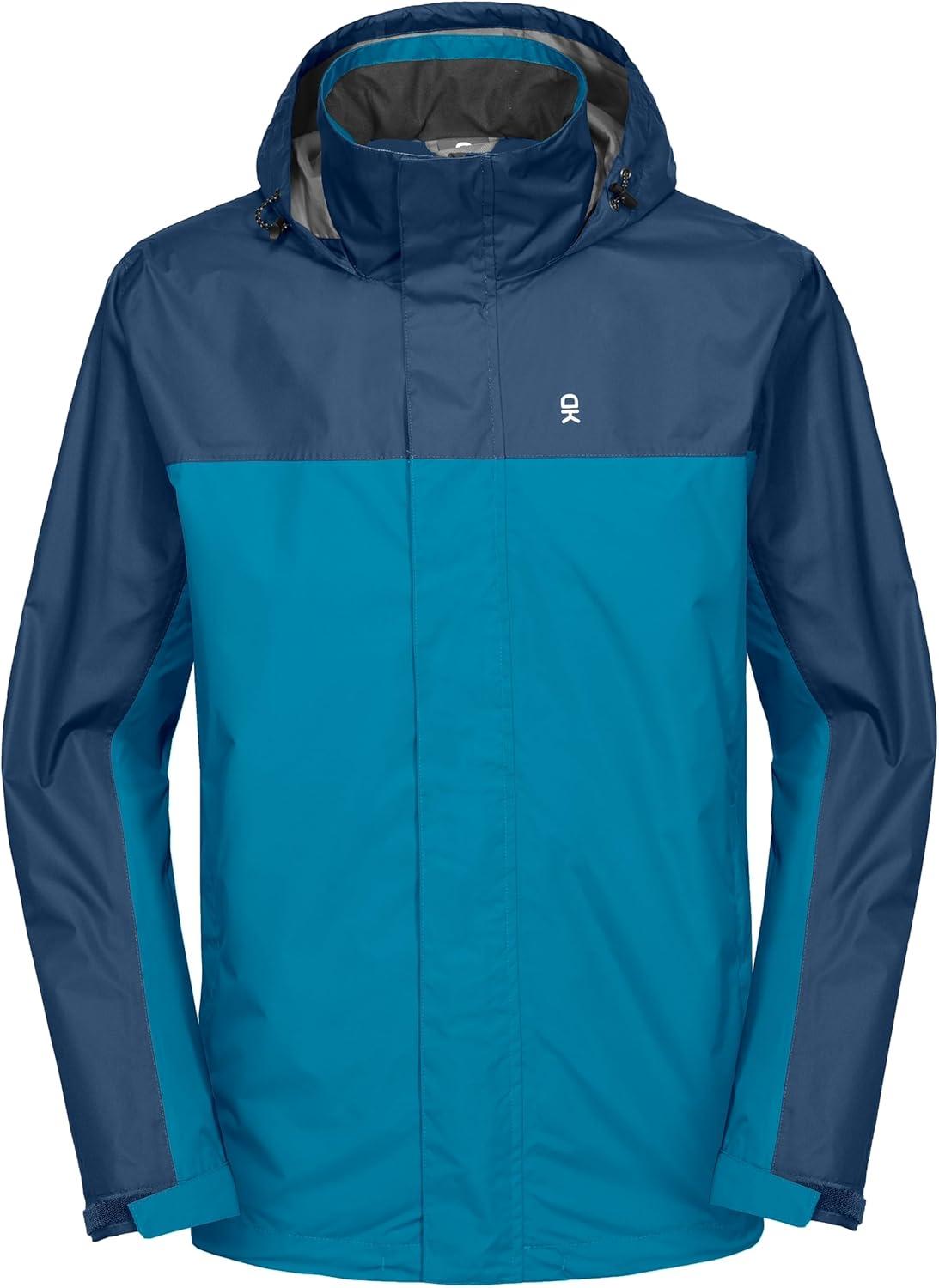 imageLittle Donkey Andy Mens Long Waterproof Rain Jacket with Hood Lightweight Rain Shell for HikingB7deep BlueAqua
