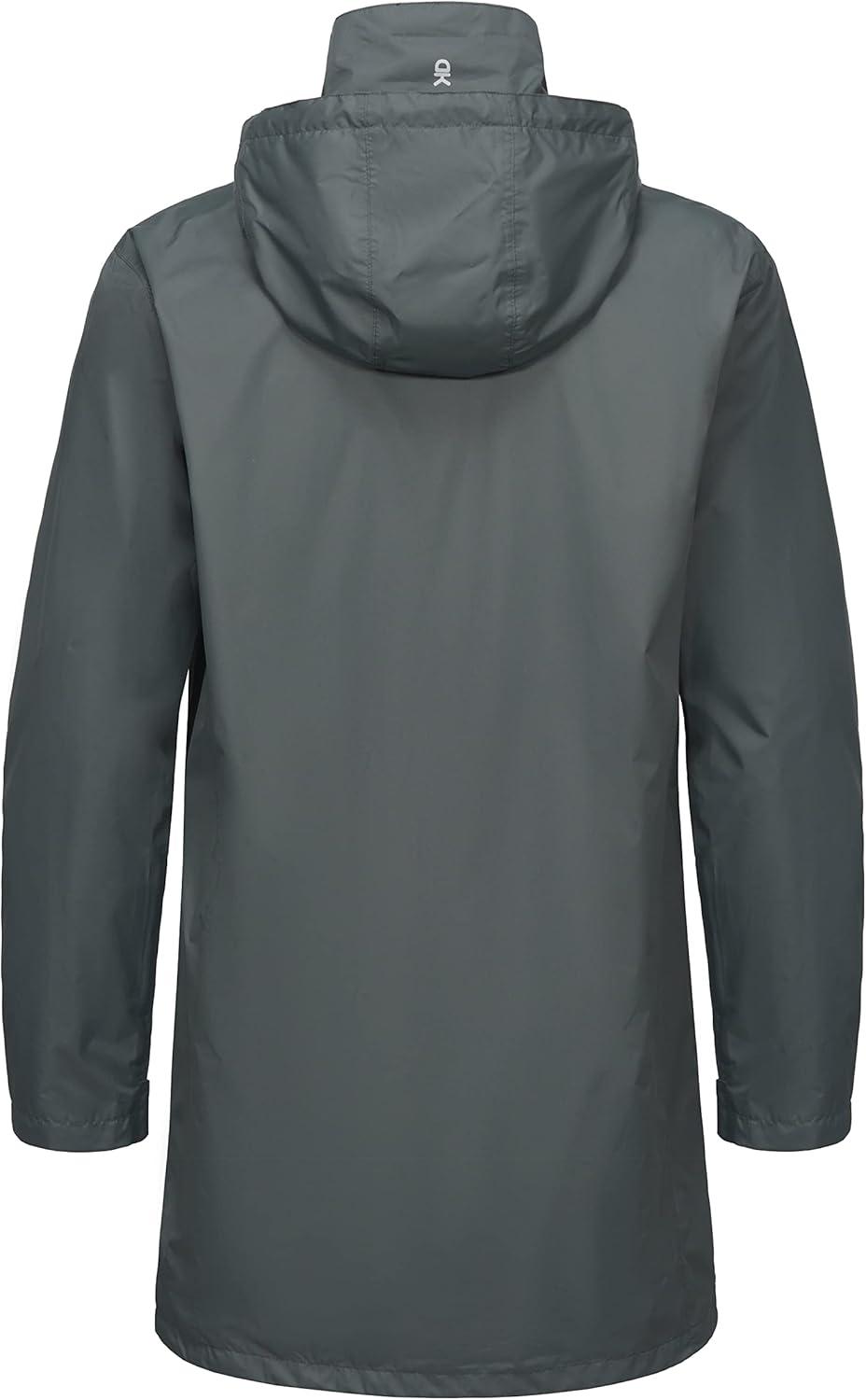 imageLittle Donkey Andy Mens Long Waterproof Rain Jacket with Hood Lightweight Rain Shell for HikingE3gray