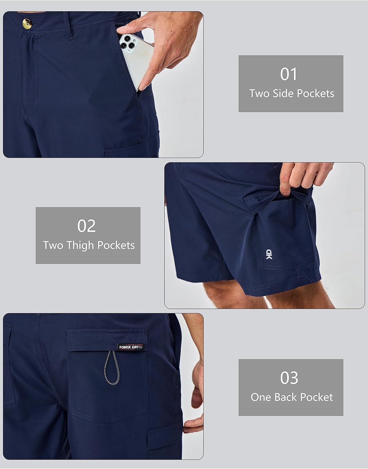 imageLittle Donkey Andy Mens Quick Dry Shorts Lightweight Bermuda with Pockets for Golf Hiking Camping TravelB Navy Blue
