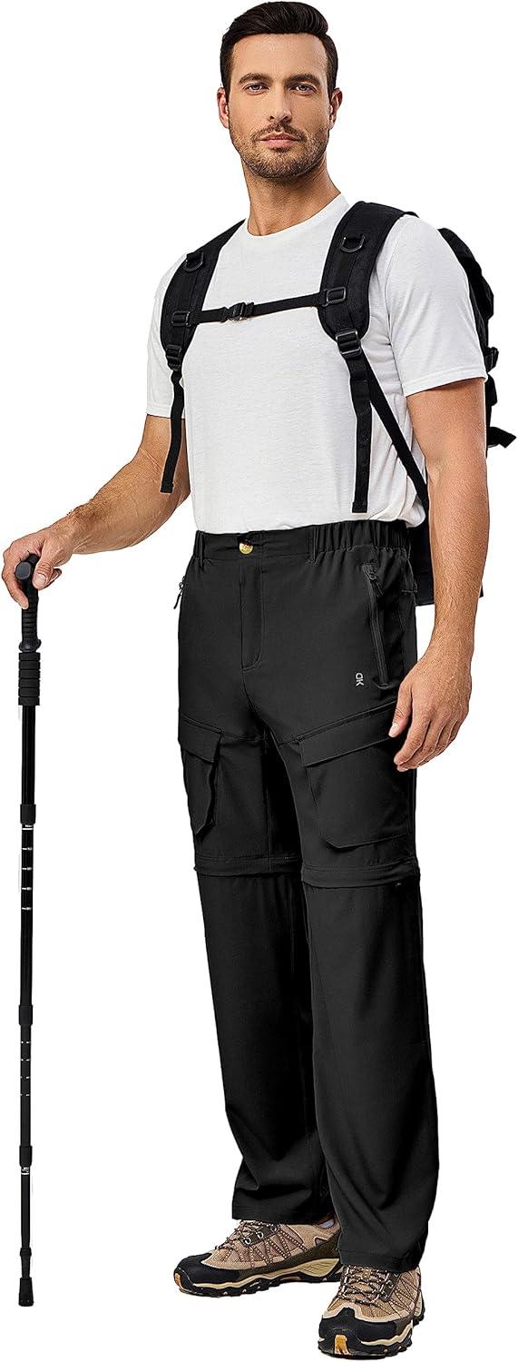 imageLittle Donkey Andy Mens Quick Dry Zip Off Convertible Pants Elastic Lightweight Hiking Travel GolfBlack