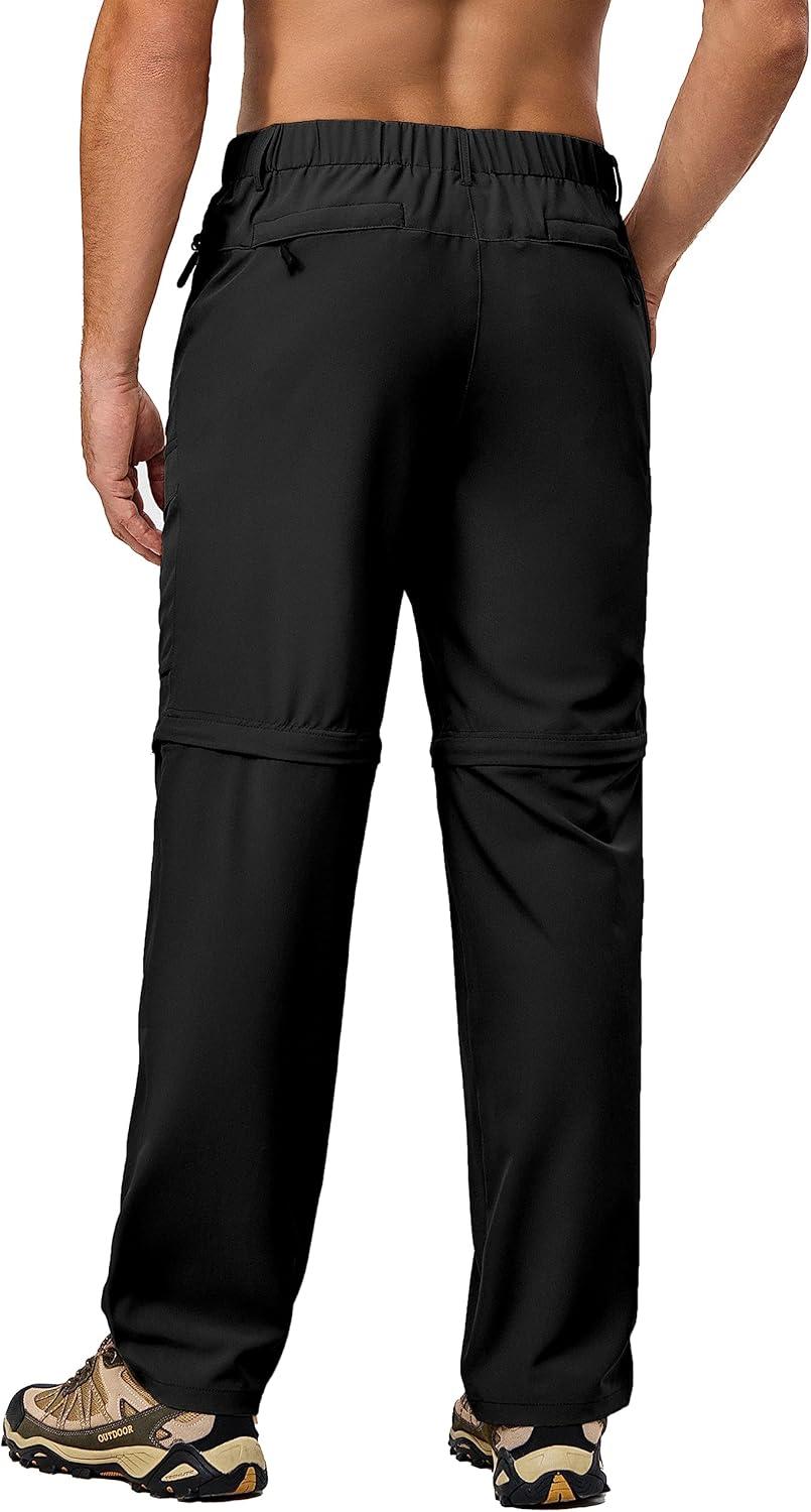 imageLittle Donkey Andy Mens Quick Dry Zip Off Convertible Pants Elastic Lightweight Hiking Travel GolfBlack