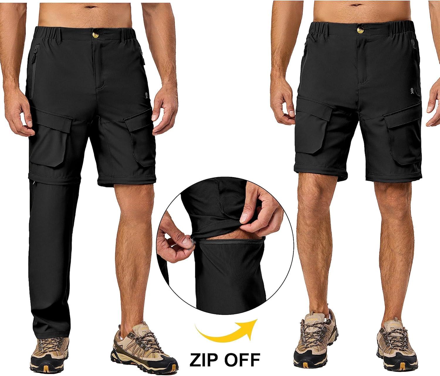 imageLittle Donkey Andy Mens Quick Dry Zip Off Convertible Pants Elastic Lightweight Hiking Travel GolfBlack