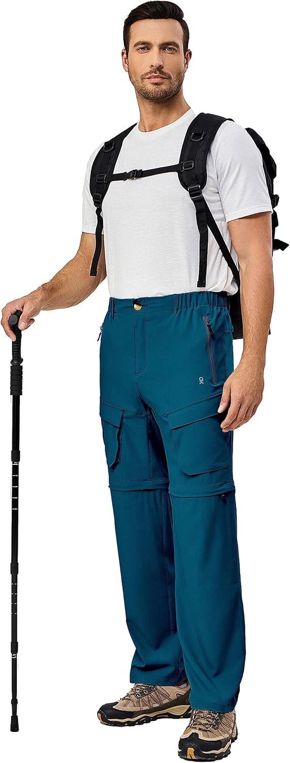imageLittle Donkey Andy Mens Quick Dry Zip Off Convertible Pants Elastic Lightweight Hiking Travel GolfBlue