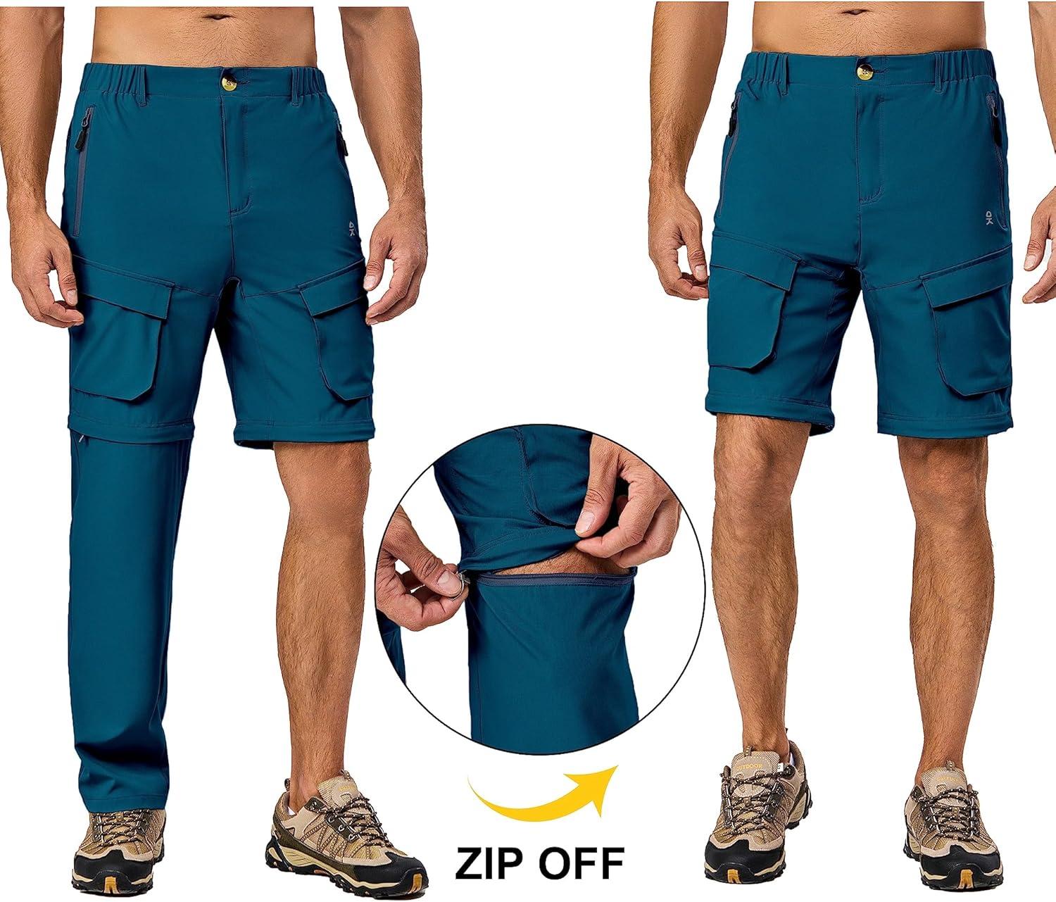 imageLittle Donkey Andy Mens Quick Dry Zip Off Convertible Pants Elastic Lightweight Hiking Travel GolfBlue