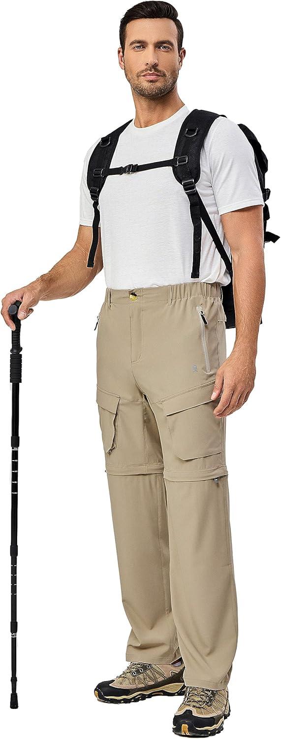 imageLittle Donkey Andy Mens Quick Dry Zip Off Convertible Pants Elastic Lightweight Hiking Travel GolfKhaki
