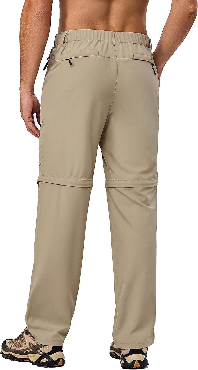 imageLittle Donkey Andy Mens Quick Dry Zip Off Convertible Pants Elastic Lightweight Hiking Travel GolfKhaki