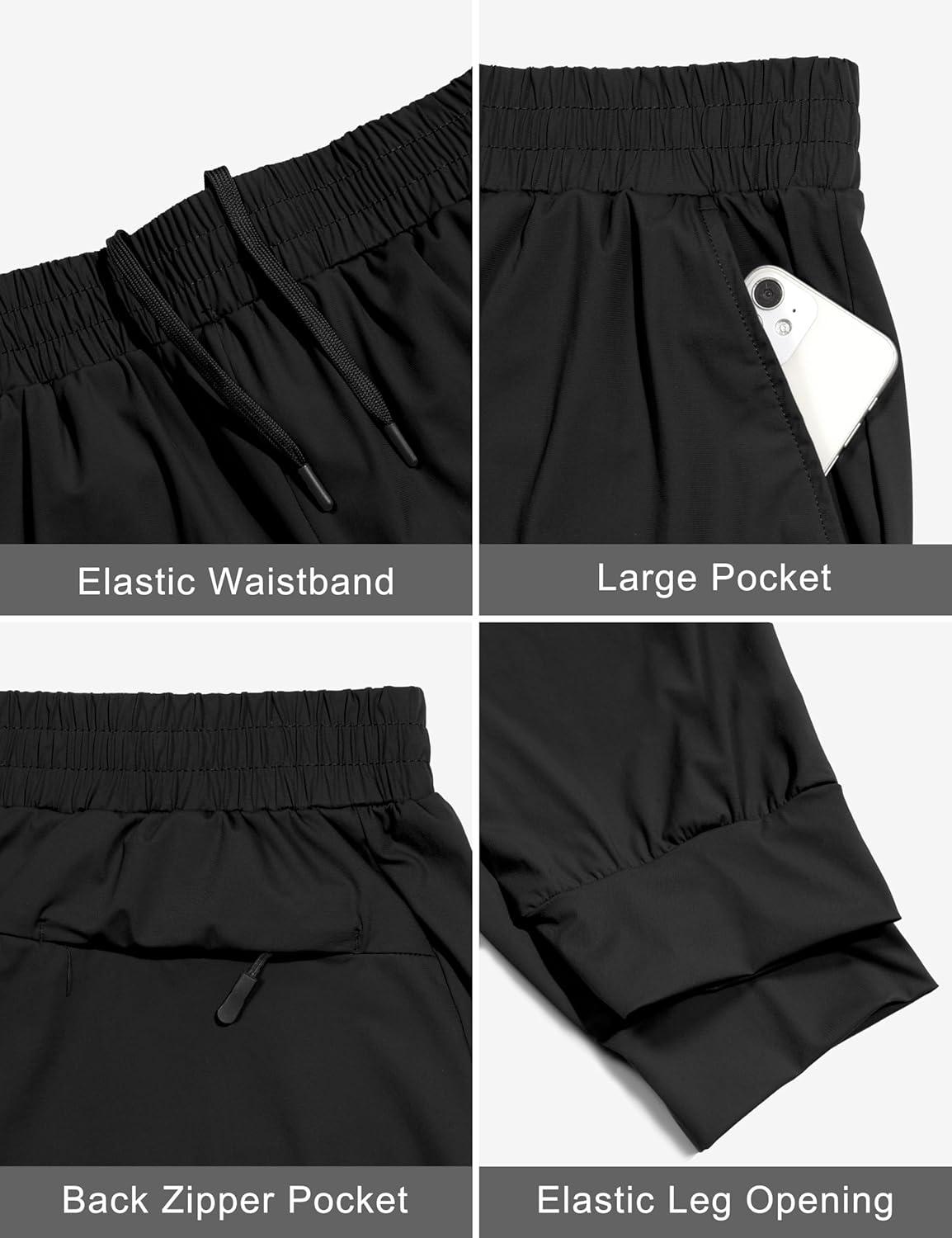 imageLittle Donkey Andy Mens QuickDrying Running Pants Stretch Cooling Performance Mens Joggers with PocketsBlack