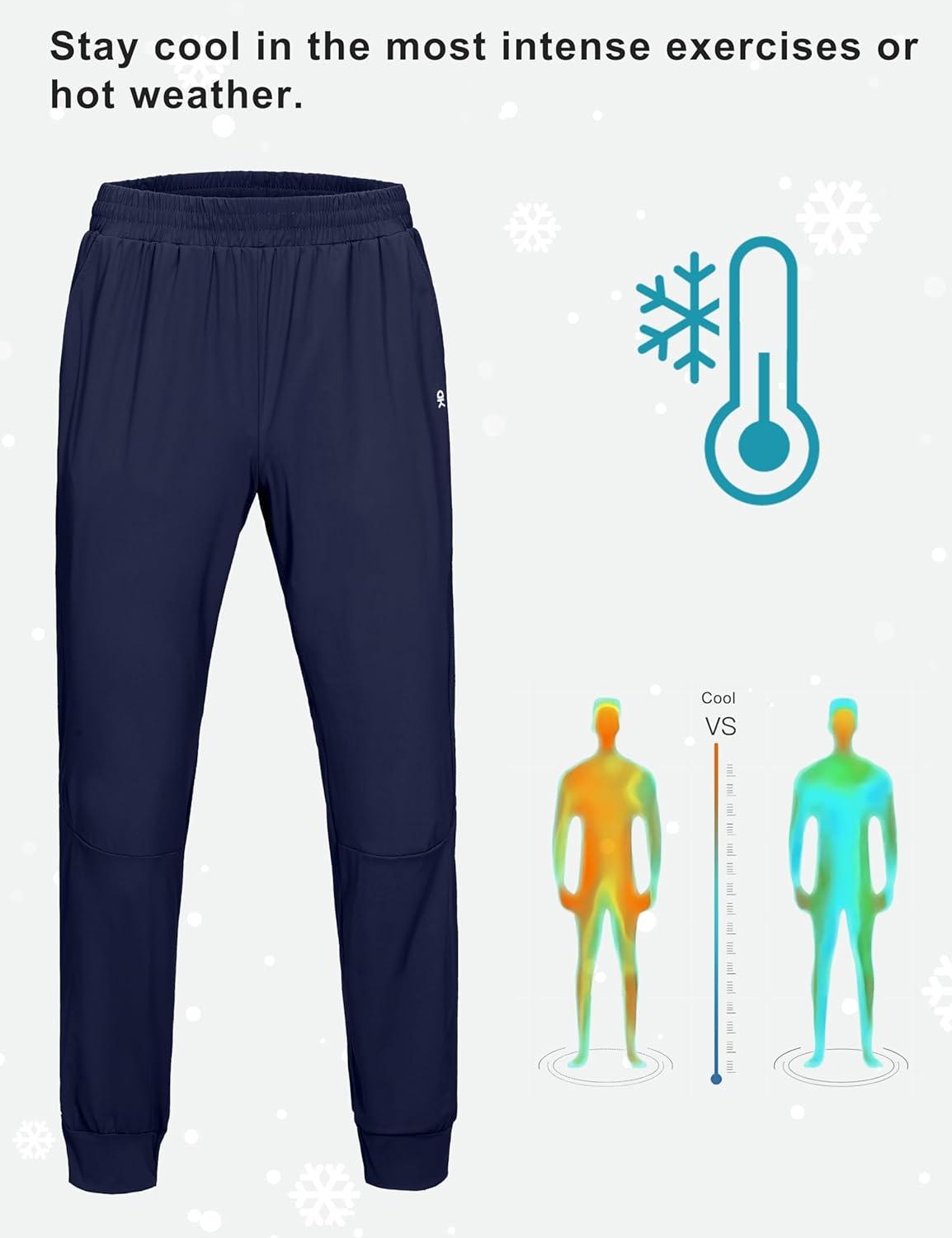 imageLittle Donkey Andy Mens QuickDrying Running Pants Stretch Cooling Performance Mens Joggers with PocketsDark Blue