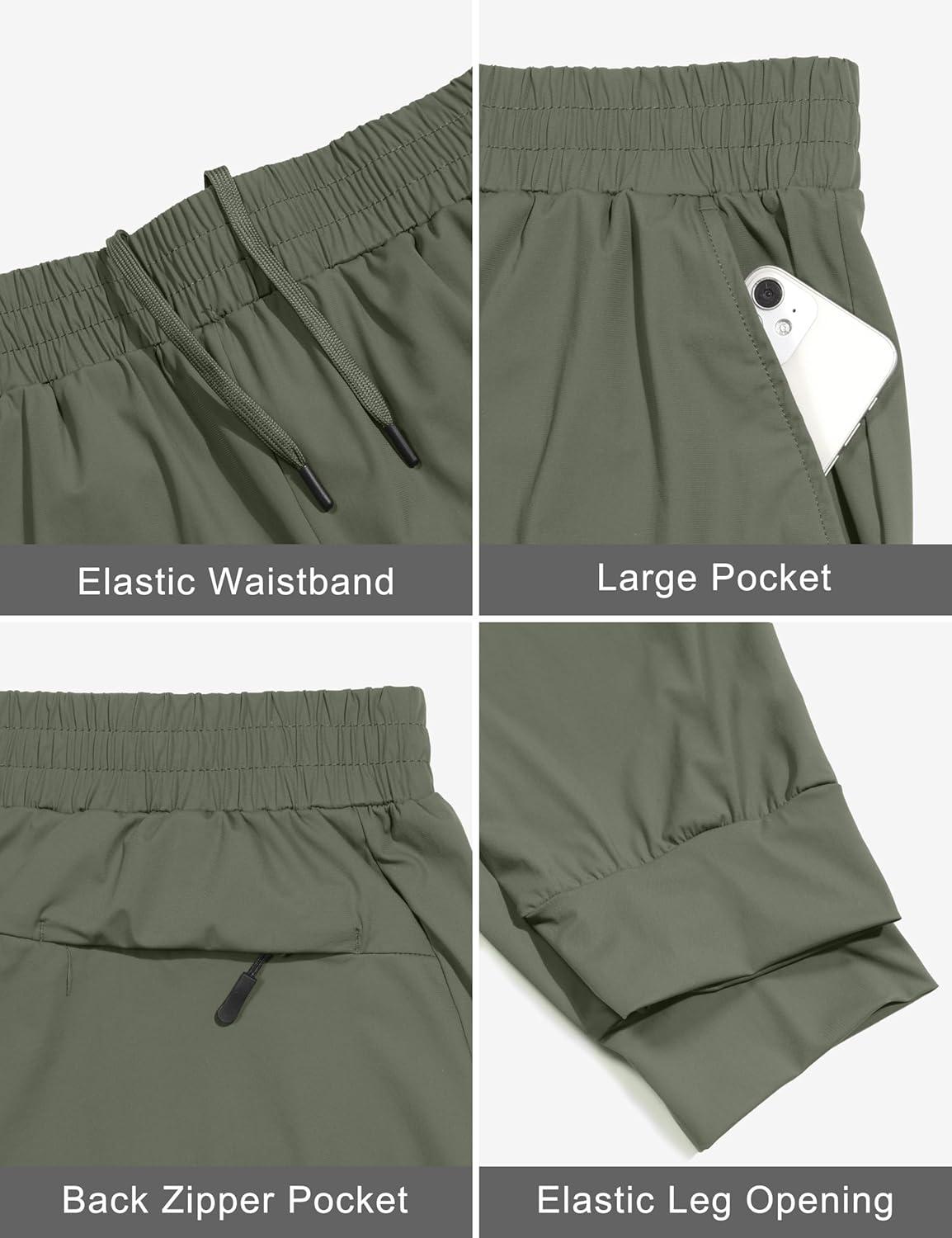 imageLittle Donkey Andy Mens QuickDrying Running Pants Stretch Cooling Performance Mens Joggers with PocketsGrey Green