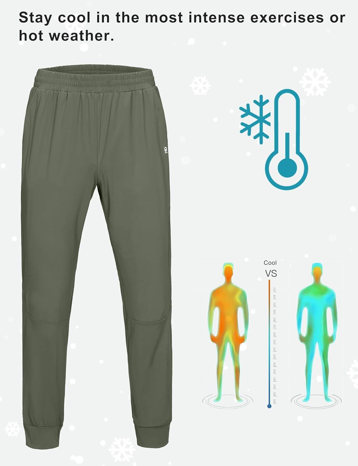 imageLittle Donkey Andy Mens QuickDrying Running Pants Stretch Cooling Performance Mens Joggers with PocketsGrey Green