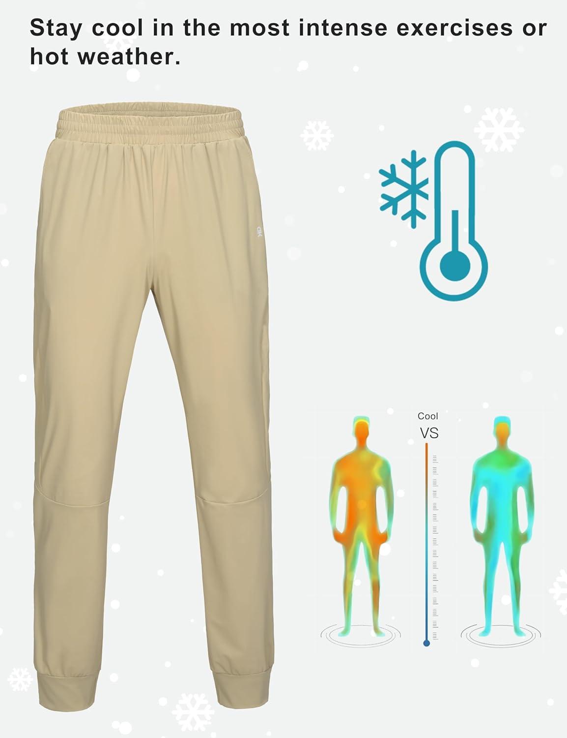 imageLittle Donkey Andy Mens QuickDrying Running Pants Stretch Cooling Performance Mens Joggers with PocketsKhaki