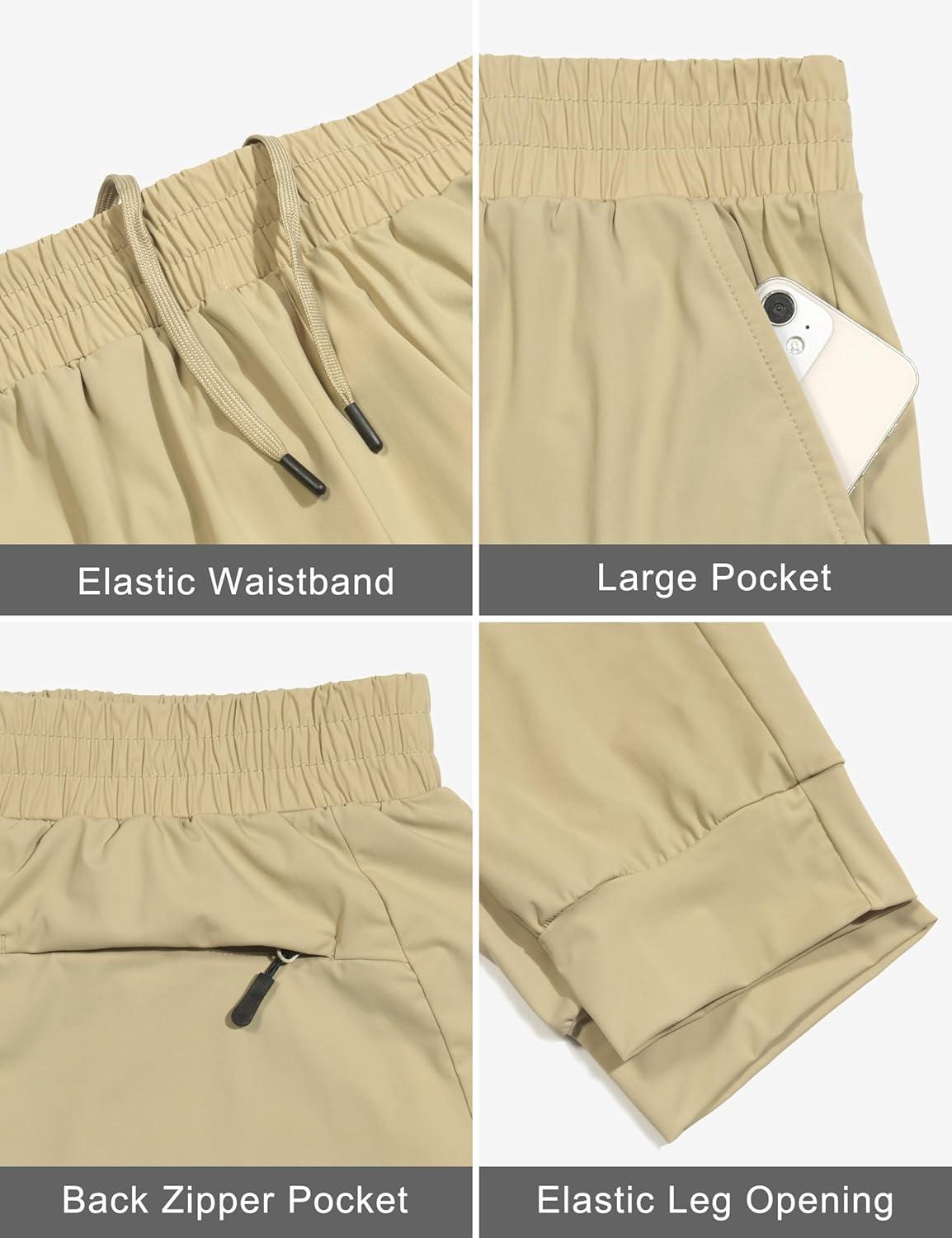 imageLittle Donkey Andy Mens QuickDrying Running Pants Stretch Cooling Performance Mens Joggers with PocketsKhaki