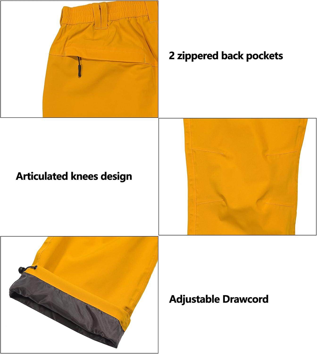 imageLittle Donkey Andy Mens Rain Pants Waterproof Lightweight Breathable Rainproof Pants for Hiking Golf FishingCyber Yellow