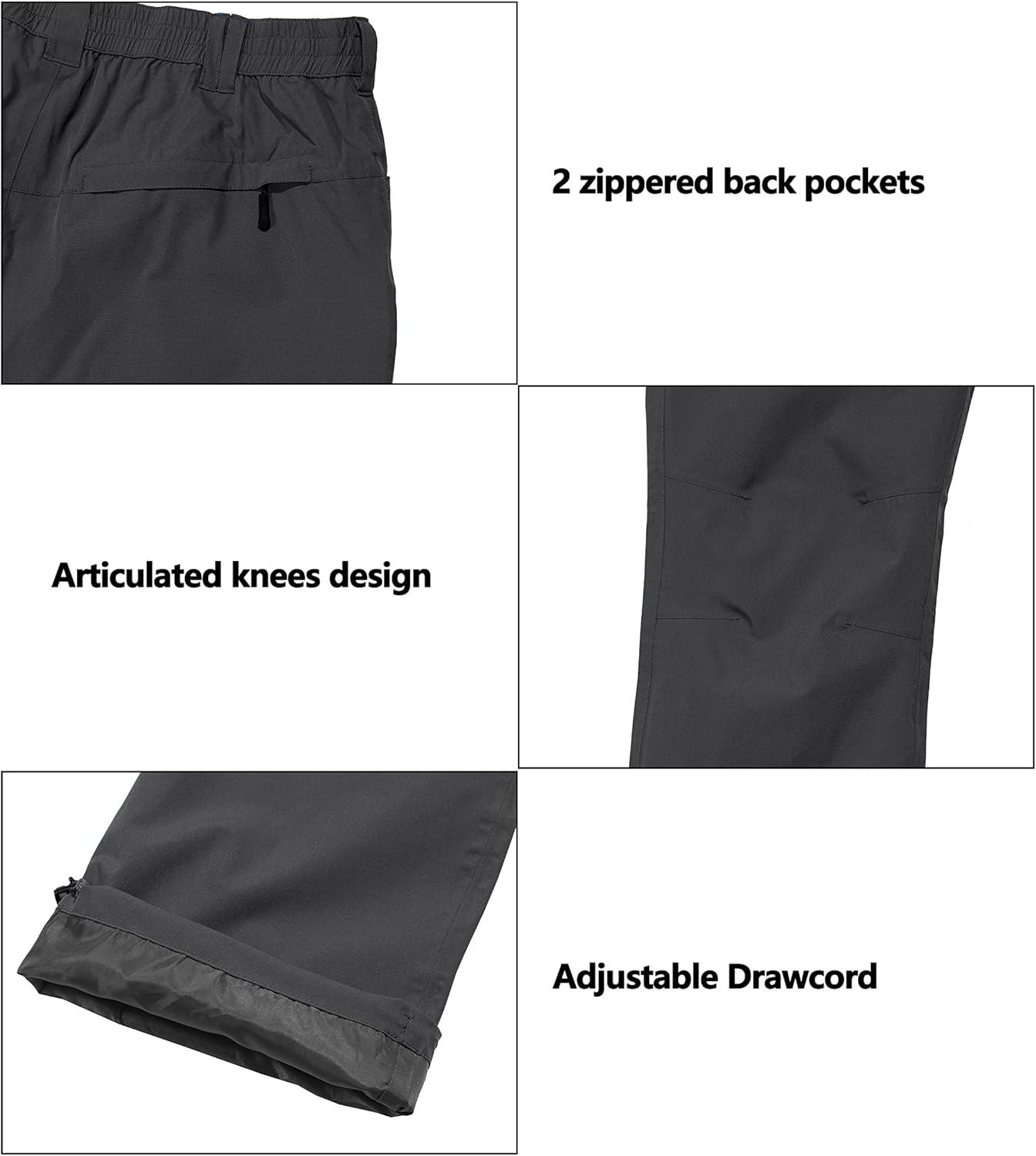 imageLittle Donkey Andy Mens Rain Pants Waterproof Lightweight Breathable Rainproof Pants for Hiking Golf FishingGrey