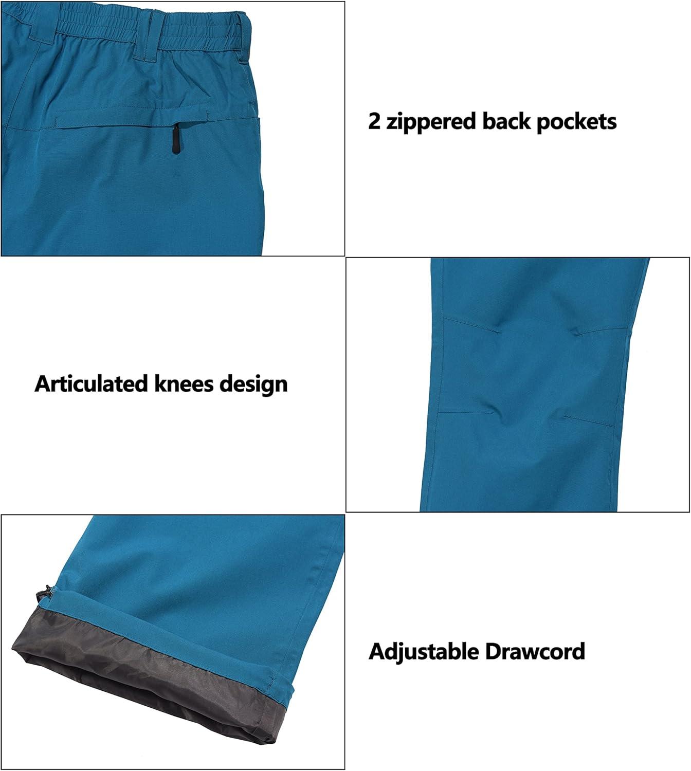imageLittle Donkey Andy Mens Rain Pants Waterproof Lightweight Breathable Rainproof Pants for Hiking Golf FishingMosaic Blue