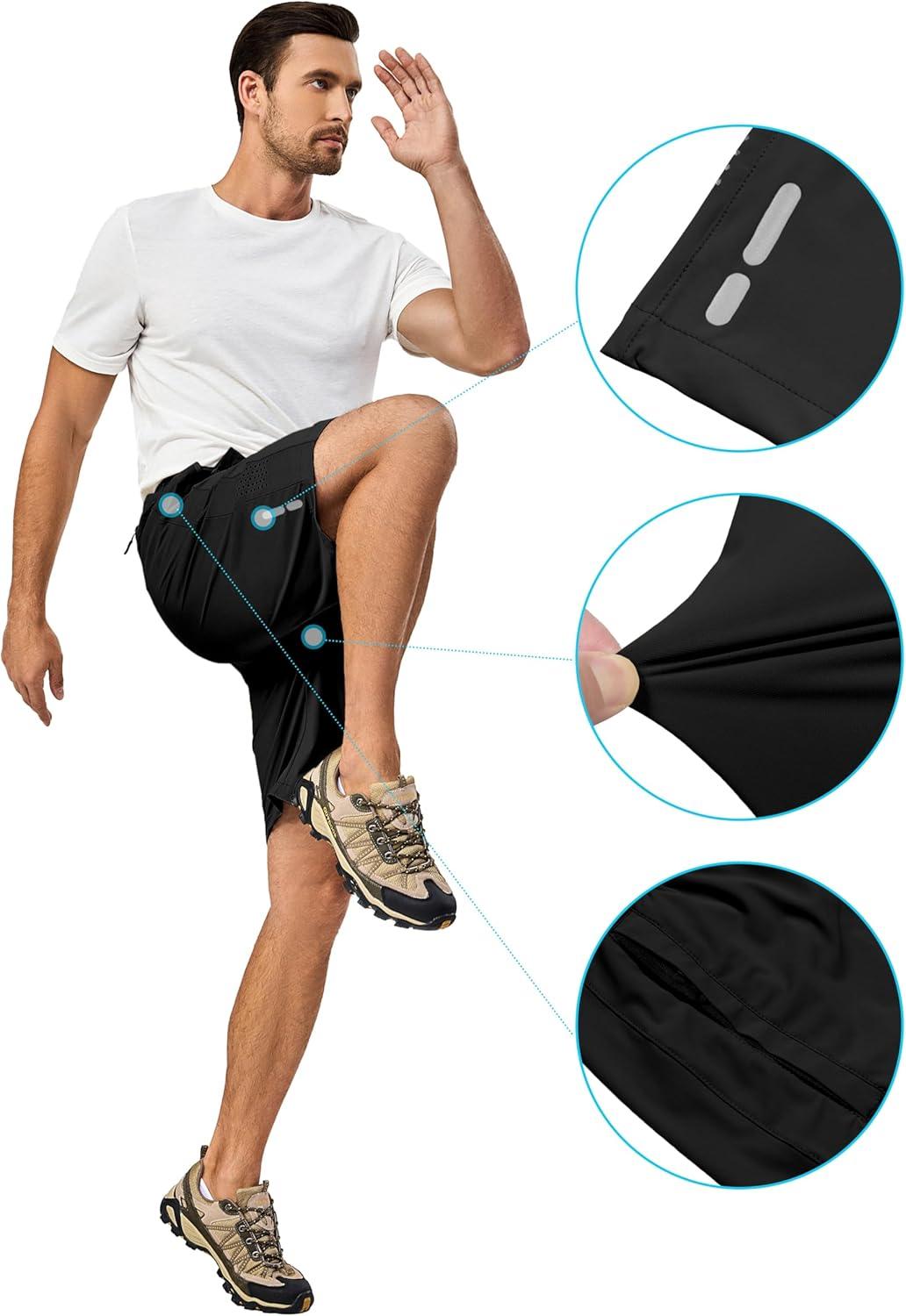 imageLittle Donkey Andy Mens Stretch Hiking Shorts Quick Dry Lightweight Athletic Shorts for Running HikingBlack