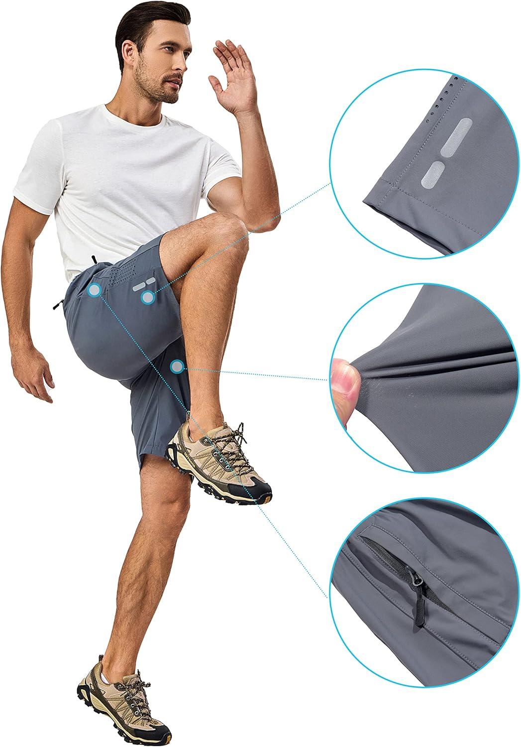 imageLittle Donkey Andy Mens Stretch Hiking Shorts Quick Dry Lightweight Athletic Shorts for Running HikingGrey