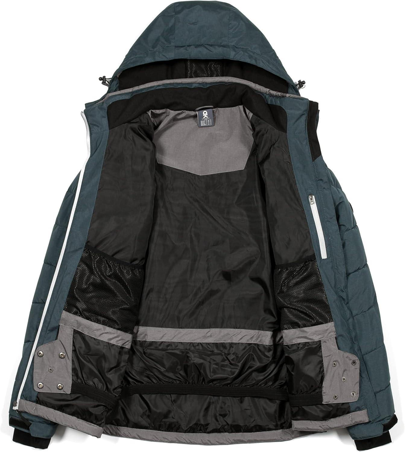 imageLittle Donkey Andy Mens Warm Windproof Ski Insulated Jacket Water Repellent Winter Snowboarding Snow CoatBlue