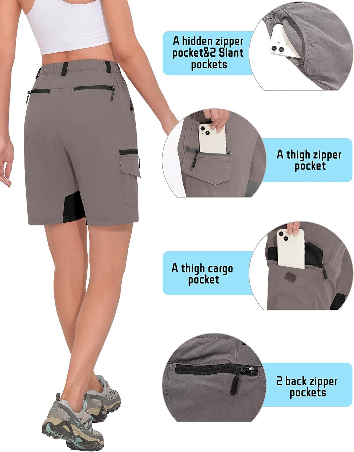 imageLittle Donkey Andy Womens Golf Hiking Shorts Lightweight Quick Dry Outdoor Summer Shorts with Pockets 9 inchGrey