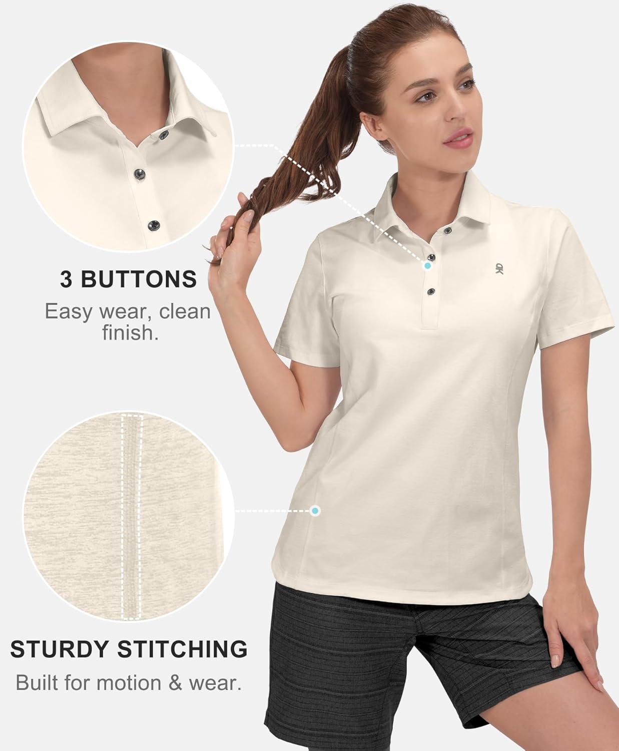 imageLittle Donkey Andy Womens Golf Polo Lightweight Quick Dry Collared 3Buttons T Shirt UPF 50 Moisture Wicking Short SleeveApricot Pink