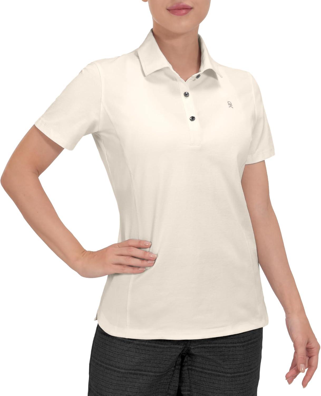 imageLittle Donkey Andy Womens Golf Polo Lightweight Quick Dry Collared 3Buttons T Shirt UPF 50 Moisture Wicking Short SleeveApricot Pink