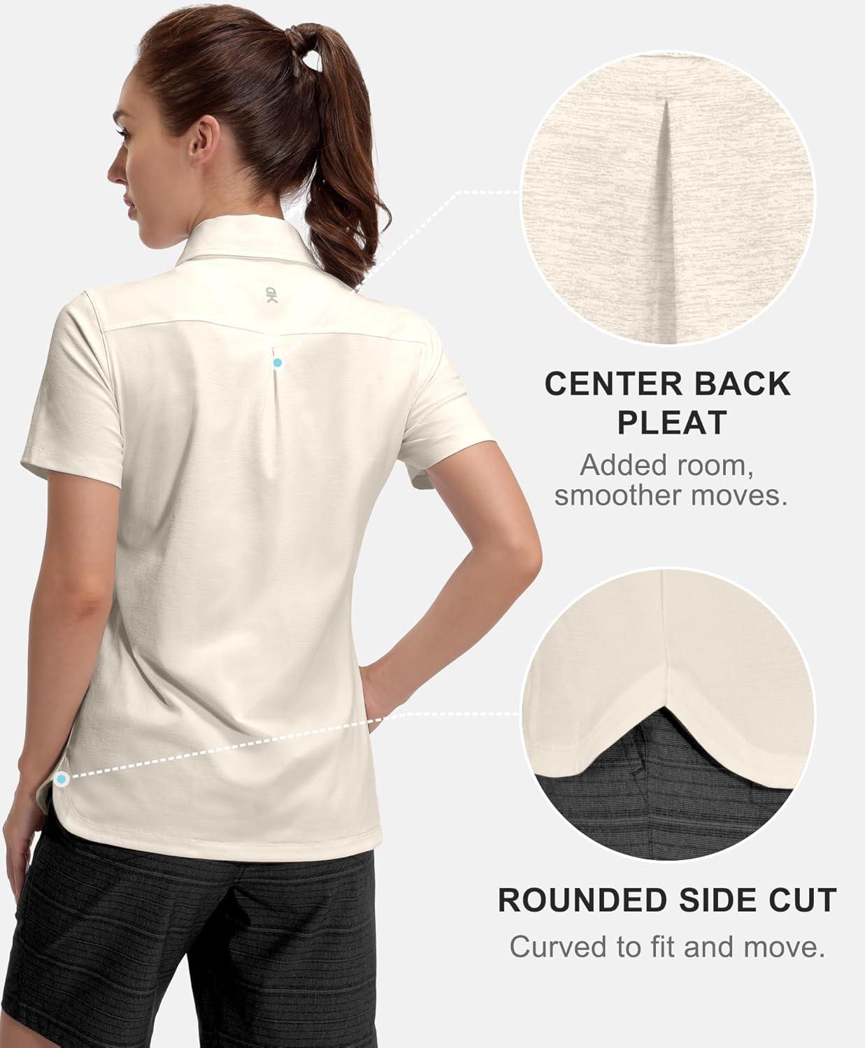 imageLittle Donkey Andy Womens Golf Polo Lightweight Quick Dry Collared 3Buttons T Shirt UPF 50 Moisture Wicking Short SleeveApricot Pink