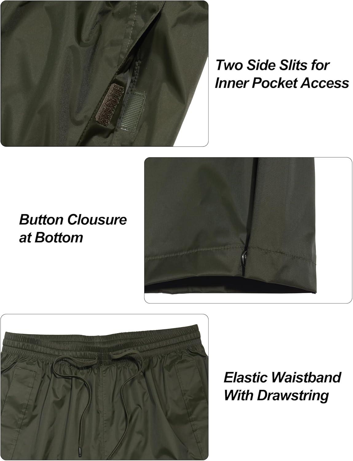 imageLittle Donkey Andy Womens Lightweight Packable Waterproof Rain Pants with Pockets for Hiking Travel FishingArmy Green