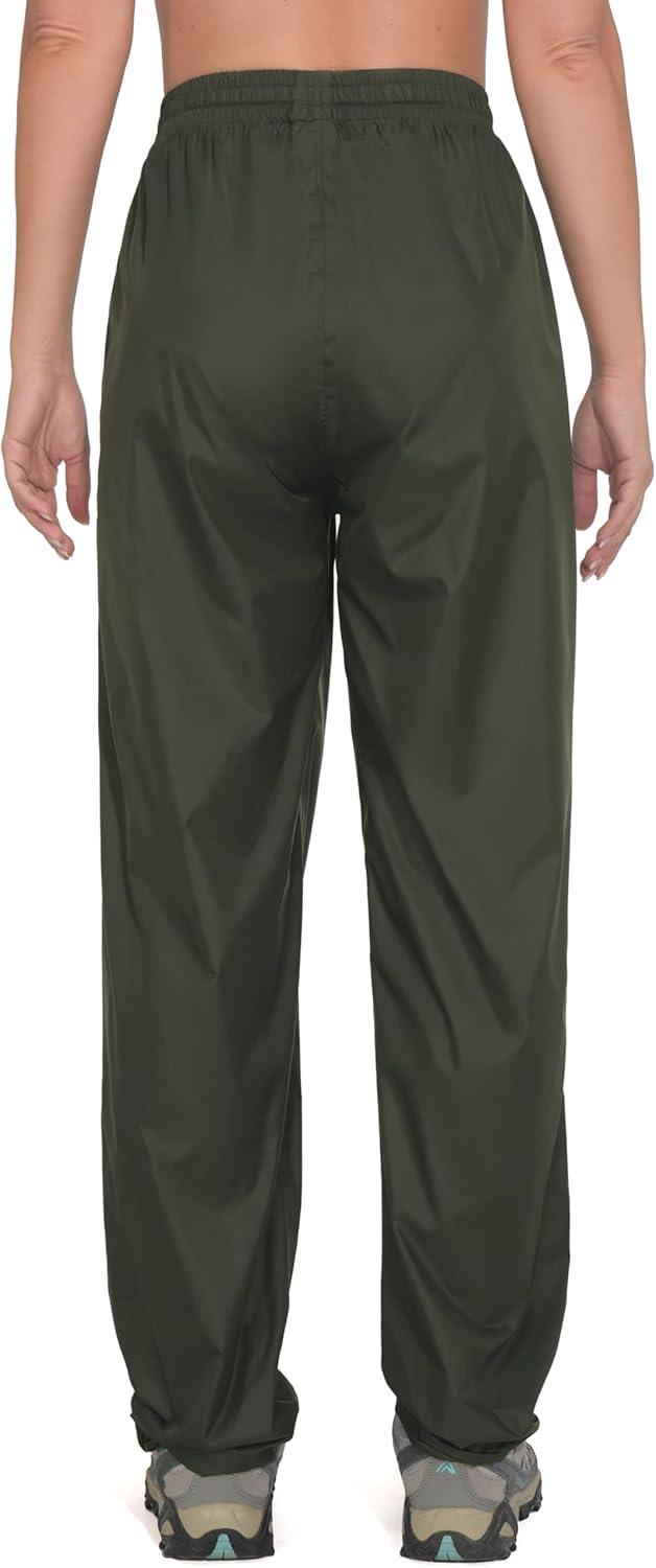 imageLittle Donkey Andy Womens Lightweight Packable Waterproof Rain Pants with Pockets for Hiking Travel FishingArmy Green
