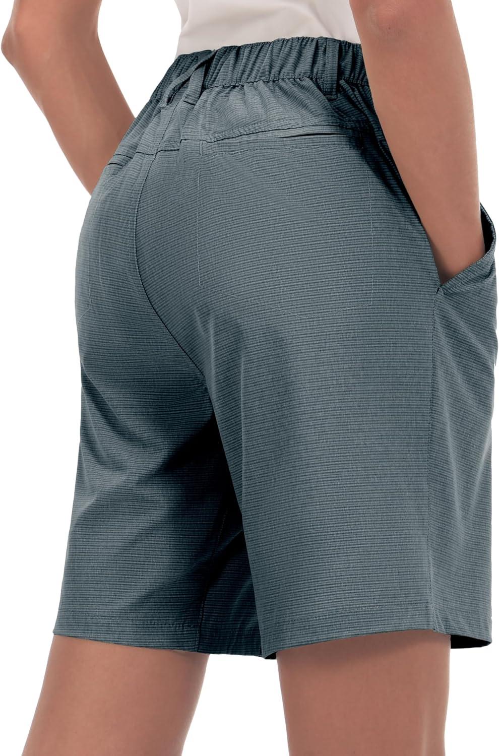 imageLittle Donkey Andy Womens Lightweight Quick Dry Golf ShortsBlue Stripes
