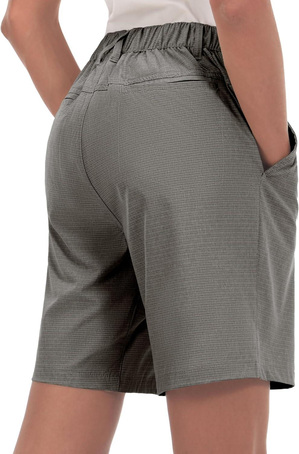 imageLittle Donkey Andy Womens Lightweight Quick Dry Golf ShortsGray Stripes