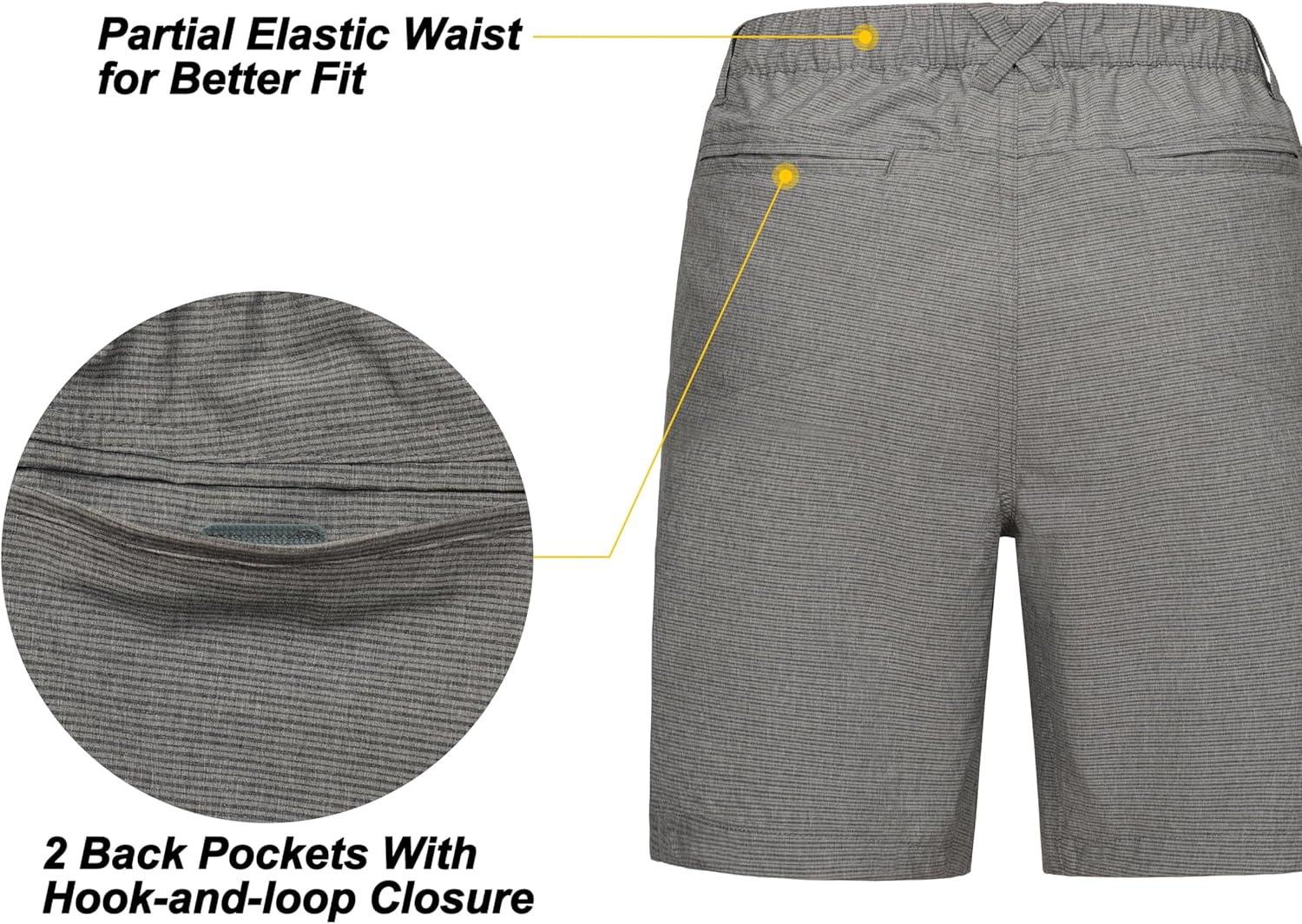 imageLittle Donkey Andy Womens Lightweight Quick Dry Golf ShortsGray Stripes