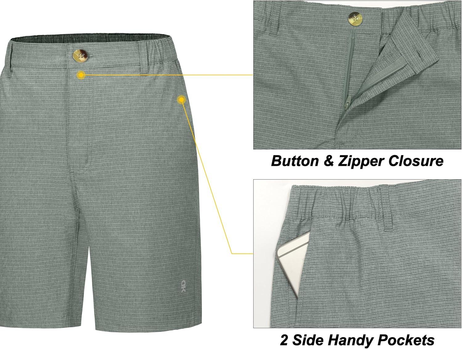 imageLittle Donkey Andy Womens Lightweight Quick Dry Golf ShortsGreen Stripes