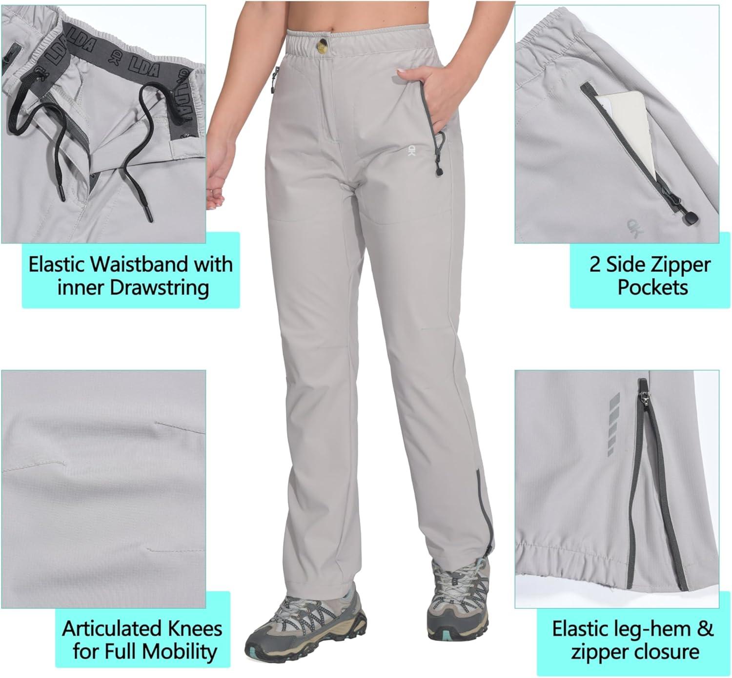 imageLittle Donkey Andy Womens Lightweight Quick Dry Hiking Pants Reinforced Knees UPF 50 for Mountain Climbing Camping2agray