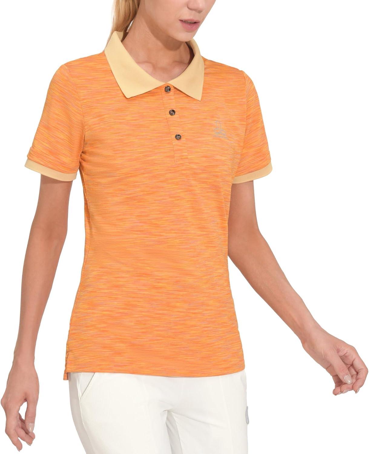 imageLittle Donkey Andy Womens Lightweight Sport Cool DRI UPF 50 Polo Shirt MoistureWicking Performance with 3ButtonsHeather Yellow